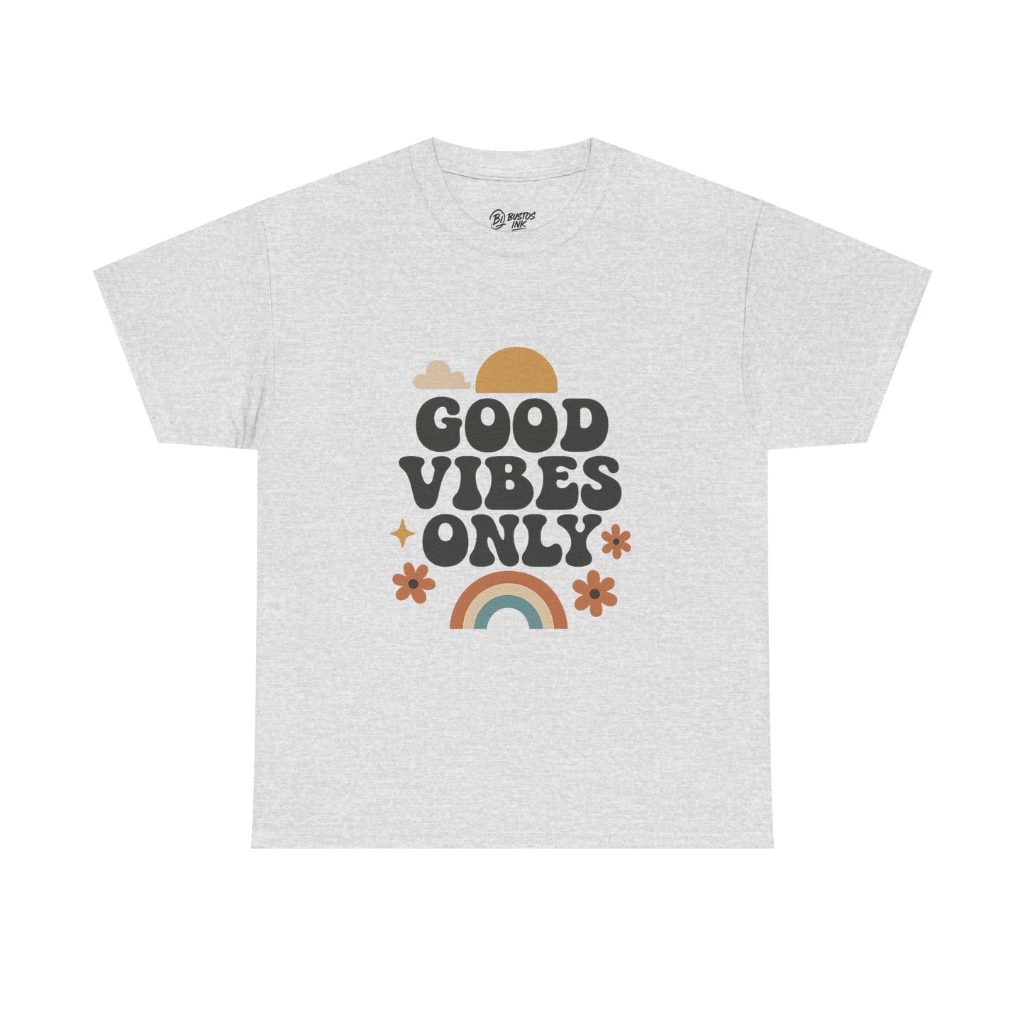 Good Vibes Only Unisex Heavy Cotton Tee, Positive Message Shirt, Casual Everyday Tee, Gift for Friends, Summer Wear
