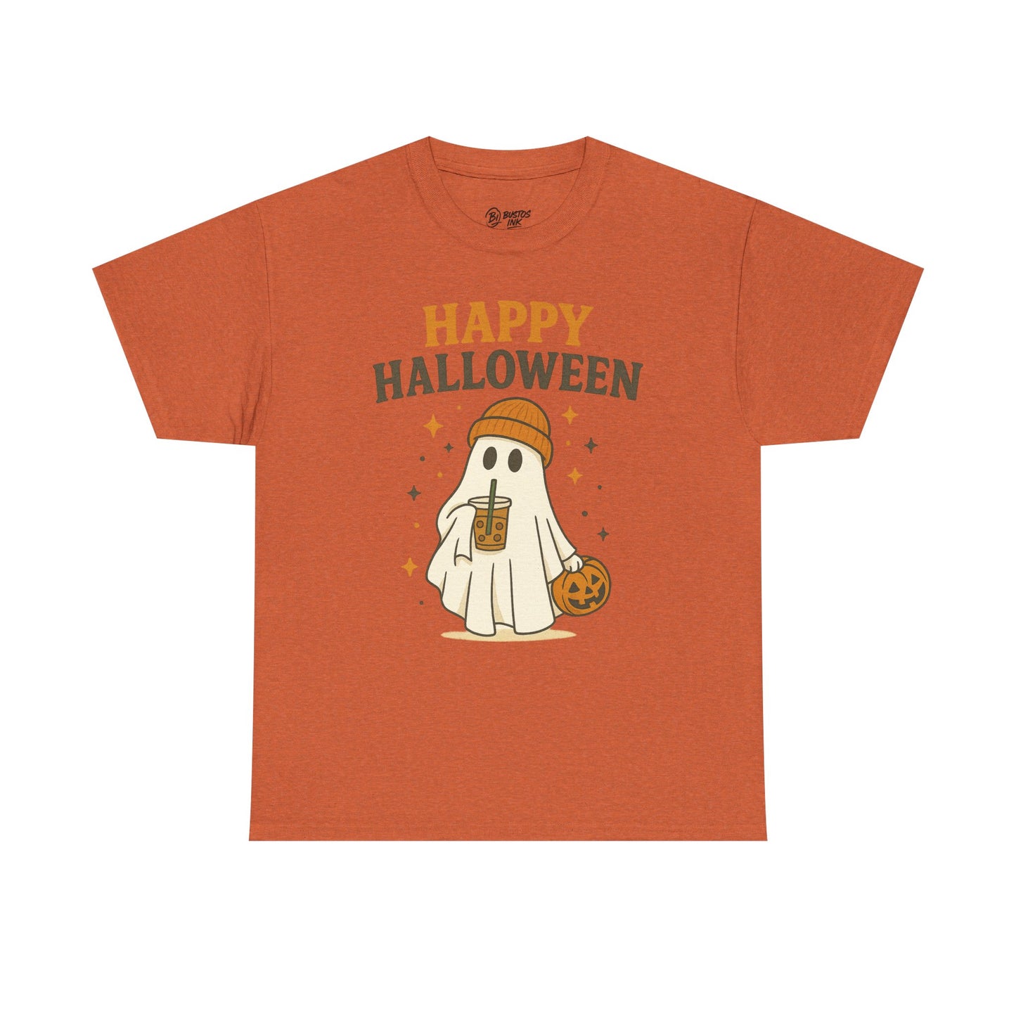 Happy Halloween Unisex Heavy Cotton Tee - Spooky Ghost Shirt, Fall Fashion, Halloween Party Wear, Trick or Treat Tee, Seasonal Gift