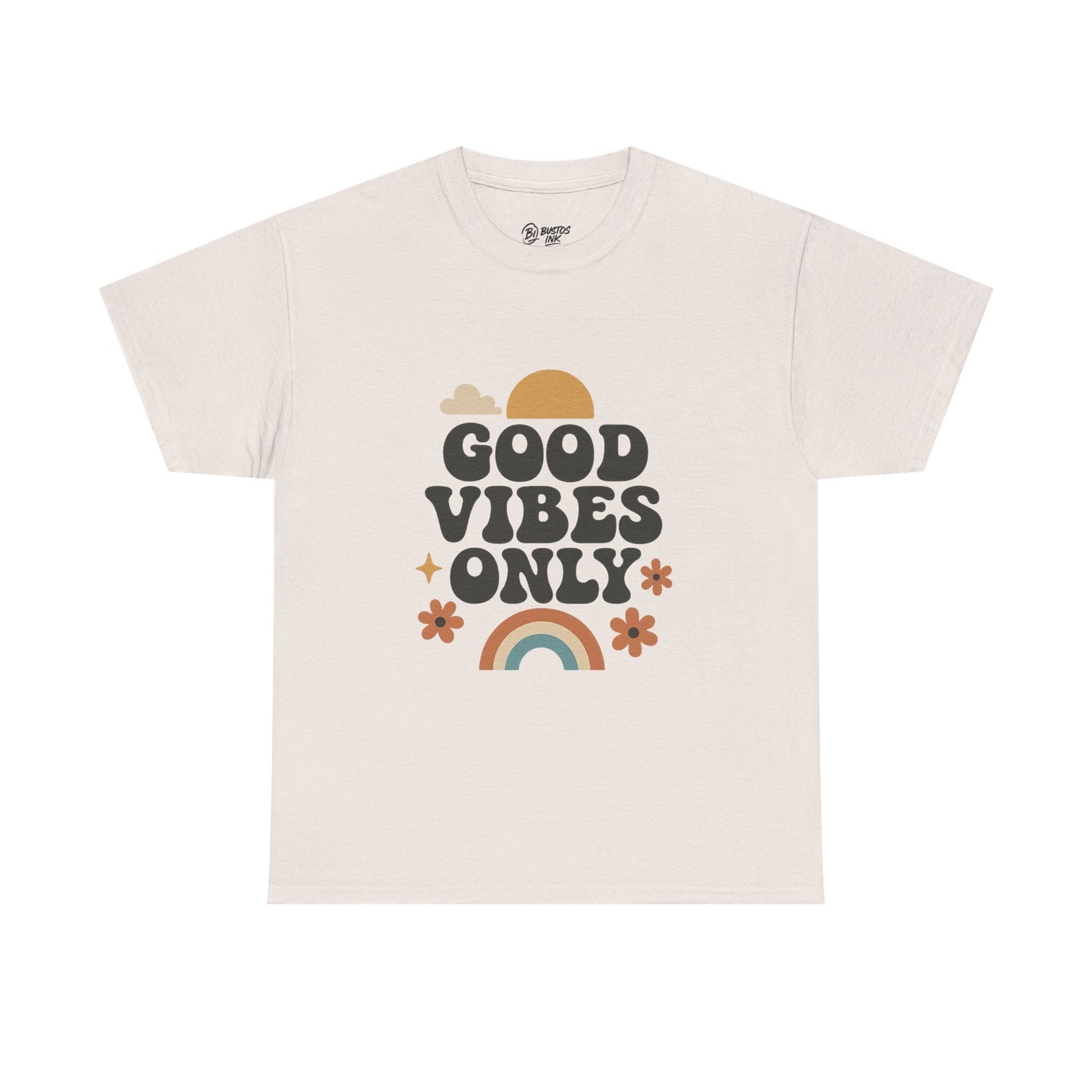 Good Vibes Only Unisex Heavy Cotton Tee, Positive Message Shirt, Casual Everyday Tee, Gift for Friends, Summer Wear
