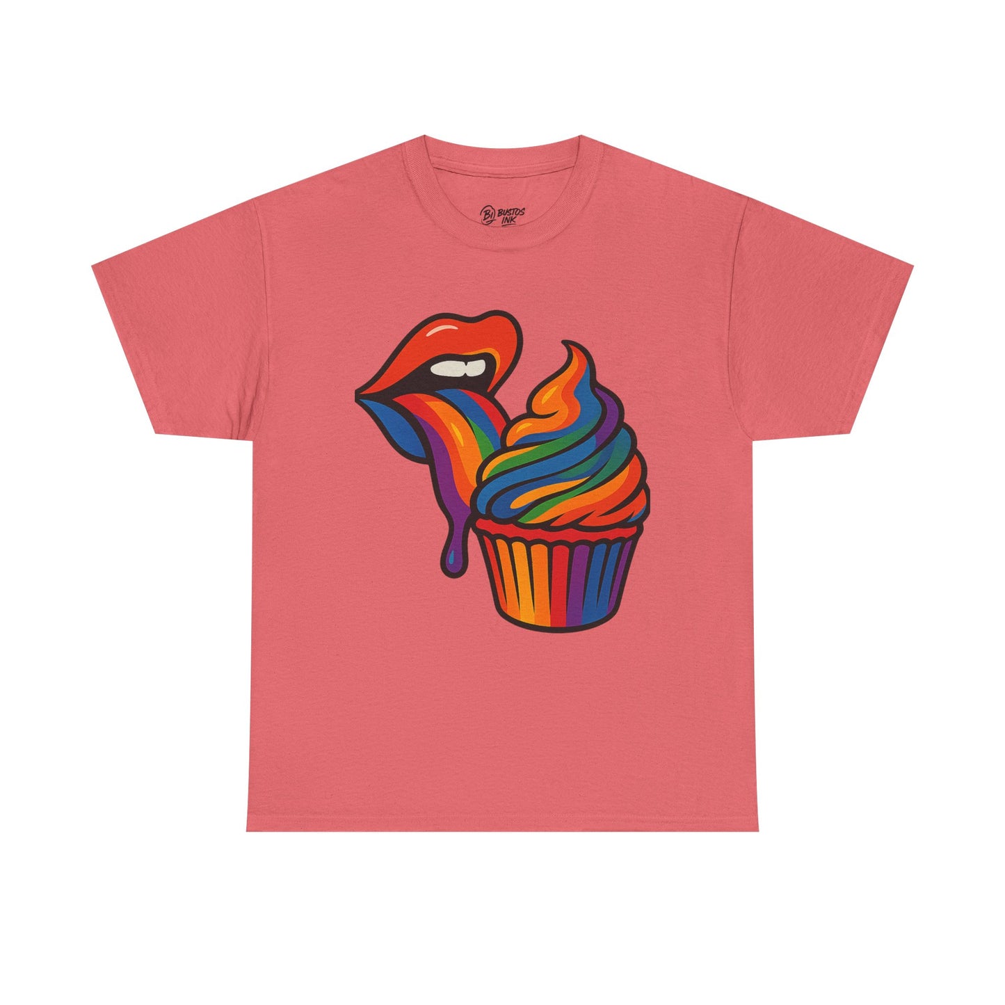 Rainbow Cupcake Unisex Tee, Fun Graphic Tee, Pride Shirt, Gift for Food Lovers, Vibrant Casual Wear