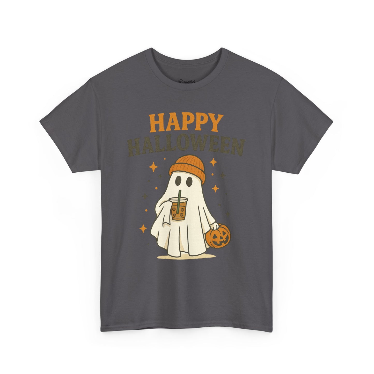 Happy Halloween Unisex Heavy Cotton Tee - Spooky Ghost Shirt, Fall Fashion, Halloween Party Wear, Trick or Treat Tee, Seasonal Gift