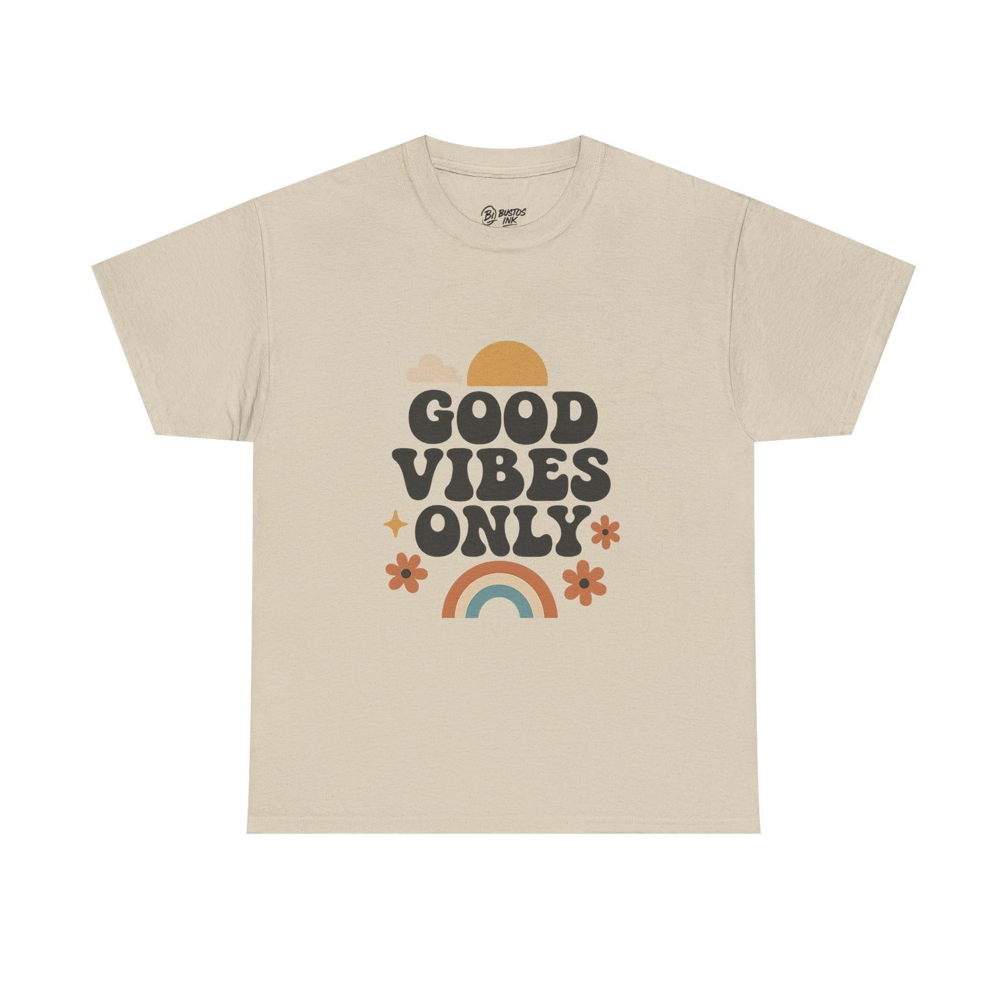 Good Vibes Only Unisex Heavy Cotton Tee, Positive Message Shirt, Casual Everyday Tee, Gift for Friends, Summer Wear