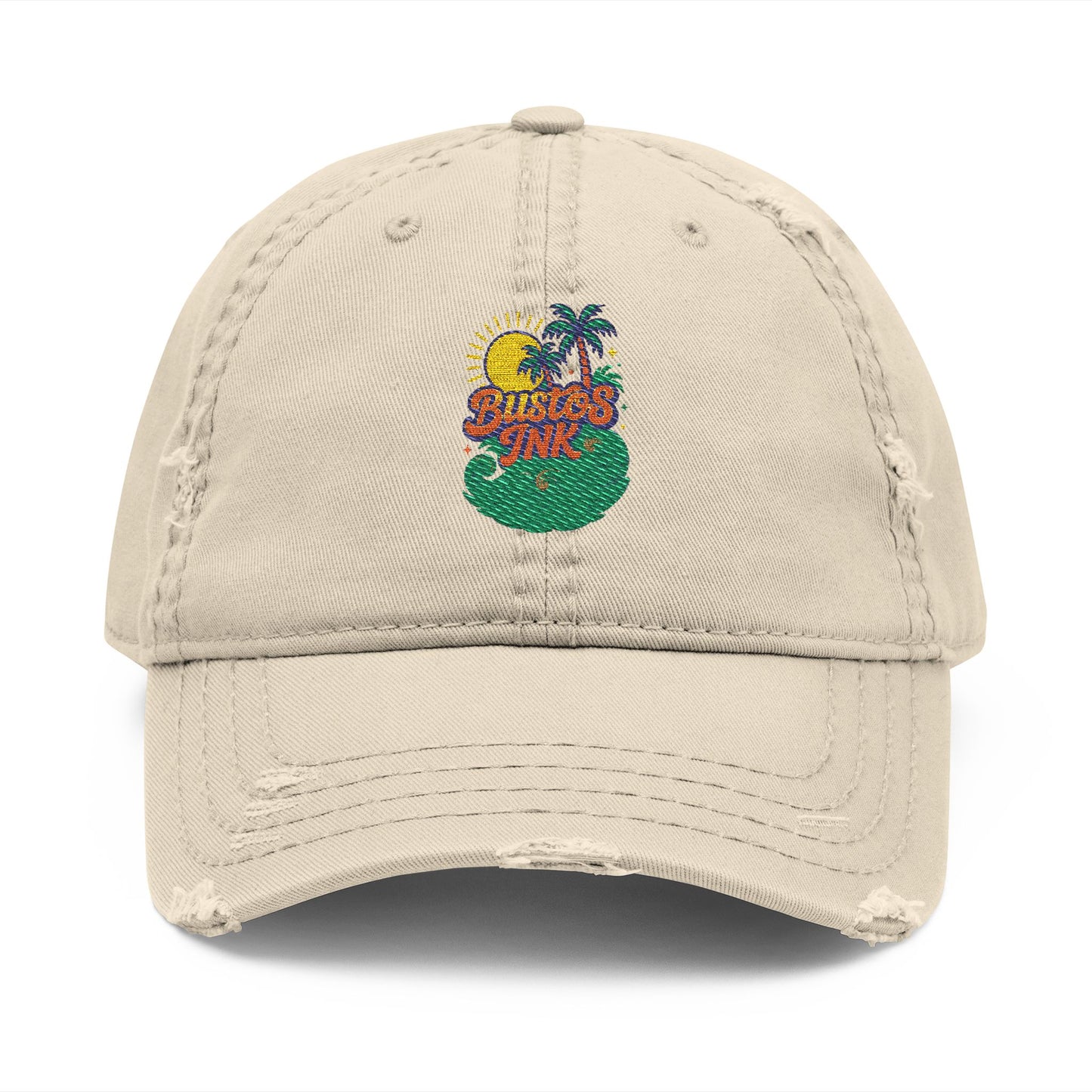 Bustos Ink Beach Distressed Embroidered Cap