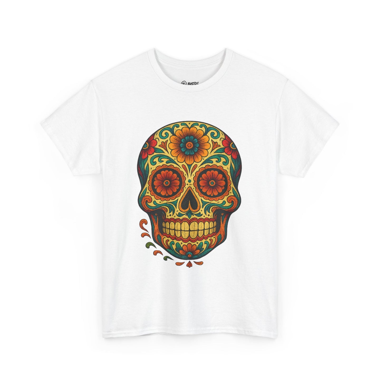 Day of the Dead Skull Tee, Unisex Cotton Shirt, Festival Fashion, Halloween Apparel, Vintage Style Tee, Bohemian Gift