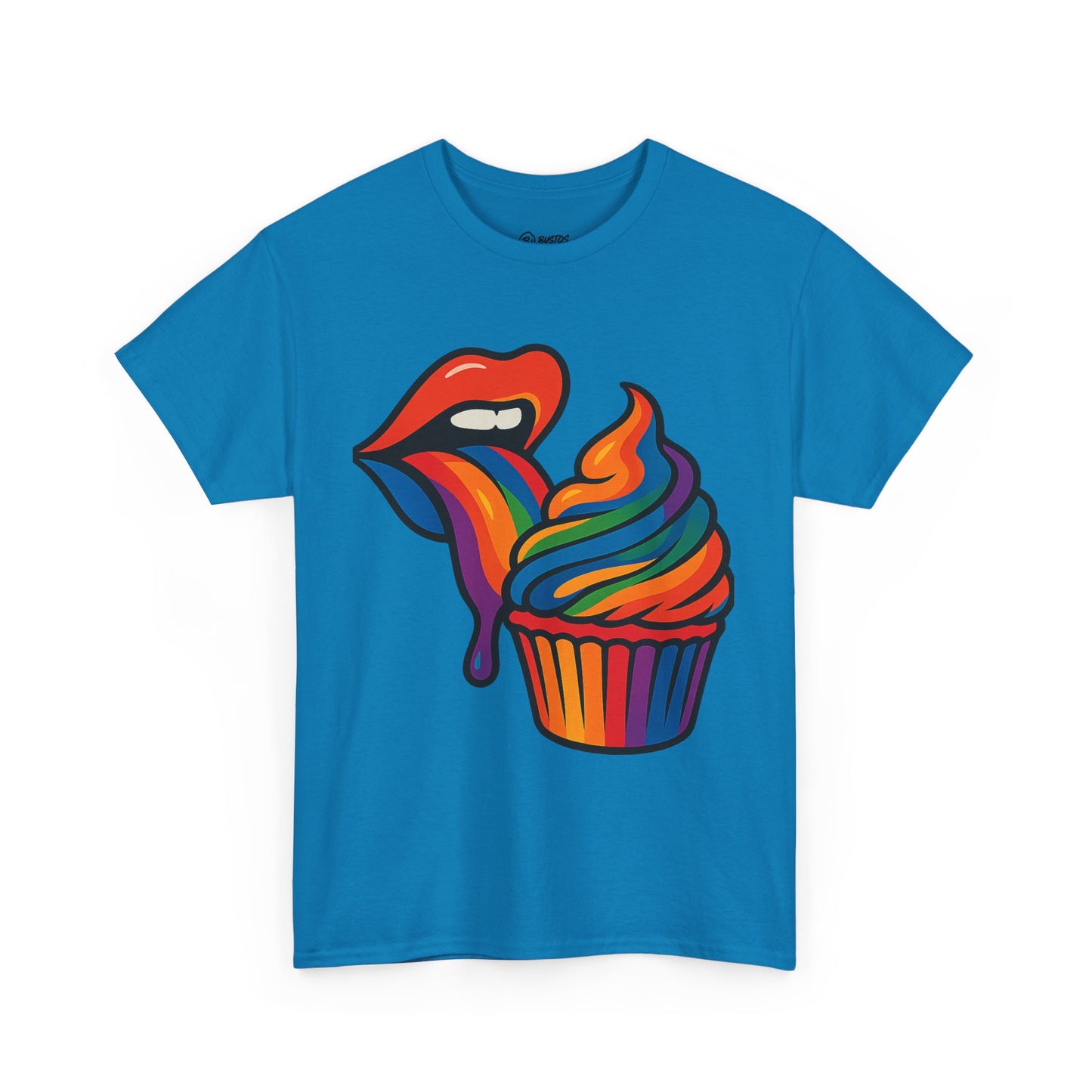 Rainbow Cupcake Unisex Tee, Fun Graphic Tee, Pride Shirt, Gift for Food Lovers, Vibrant Casual Wear