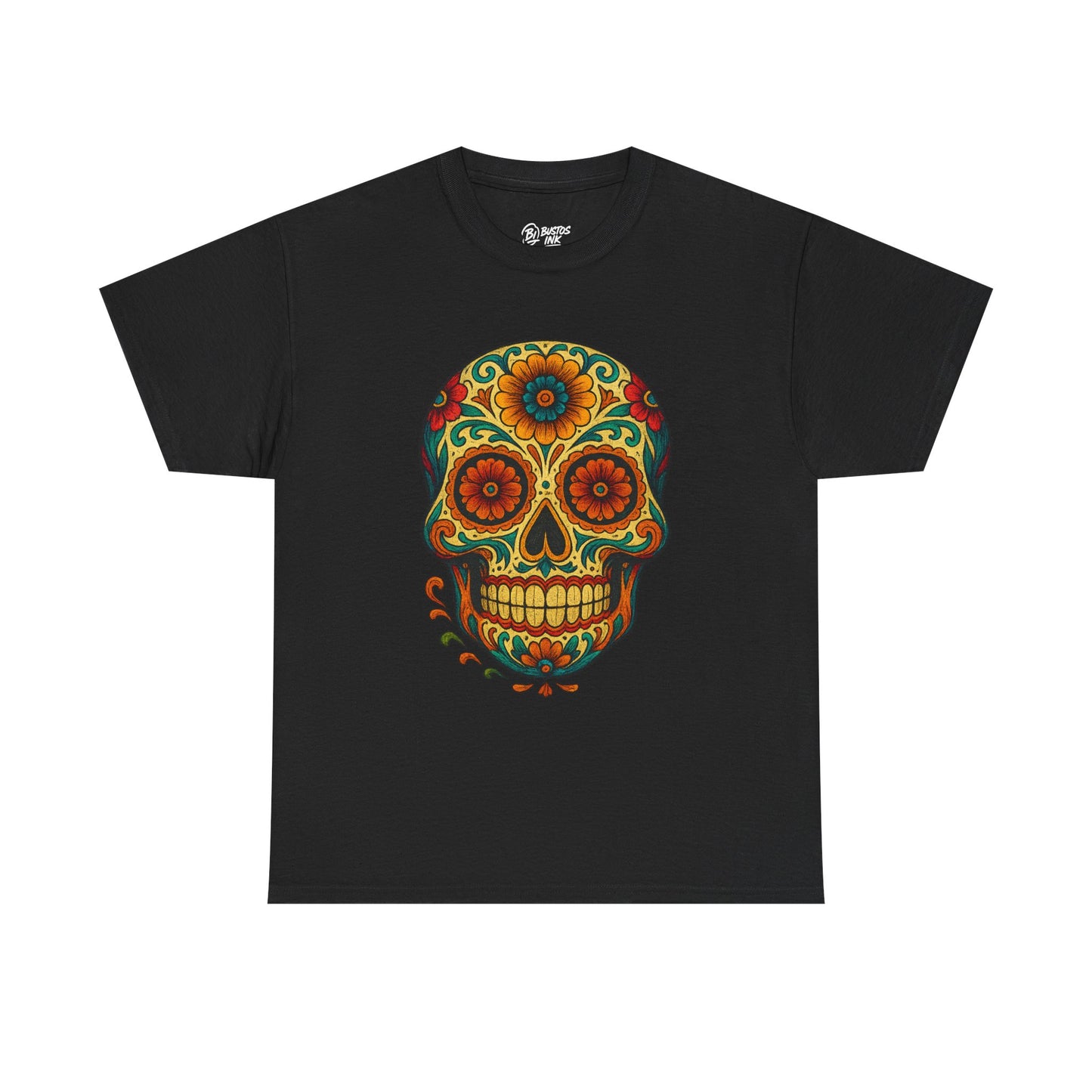 Day of the Dead Skull Tee, Unisex Cotton Shirt, Festival Fashion, Halloween Apparel, Vintage Style Tee, Bohemian Gift