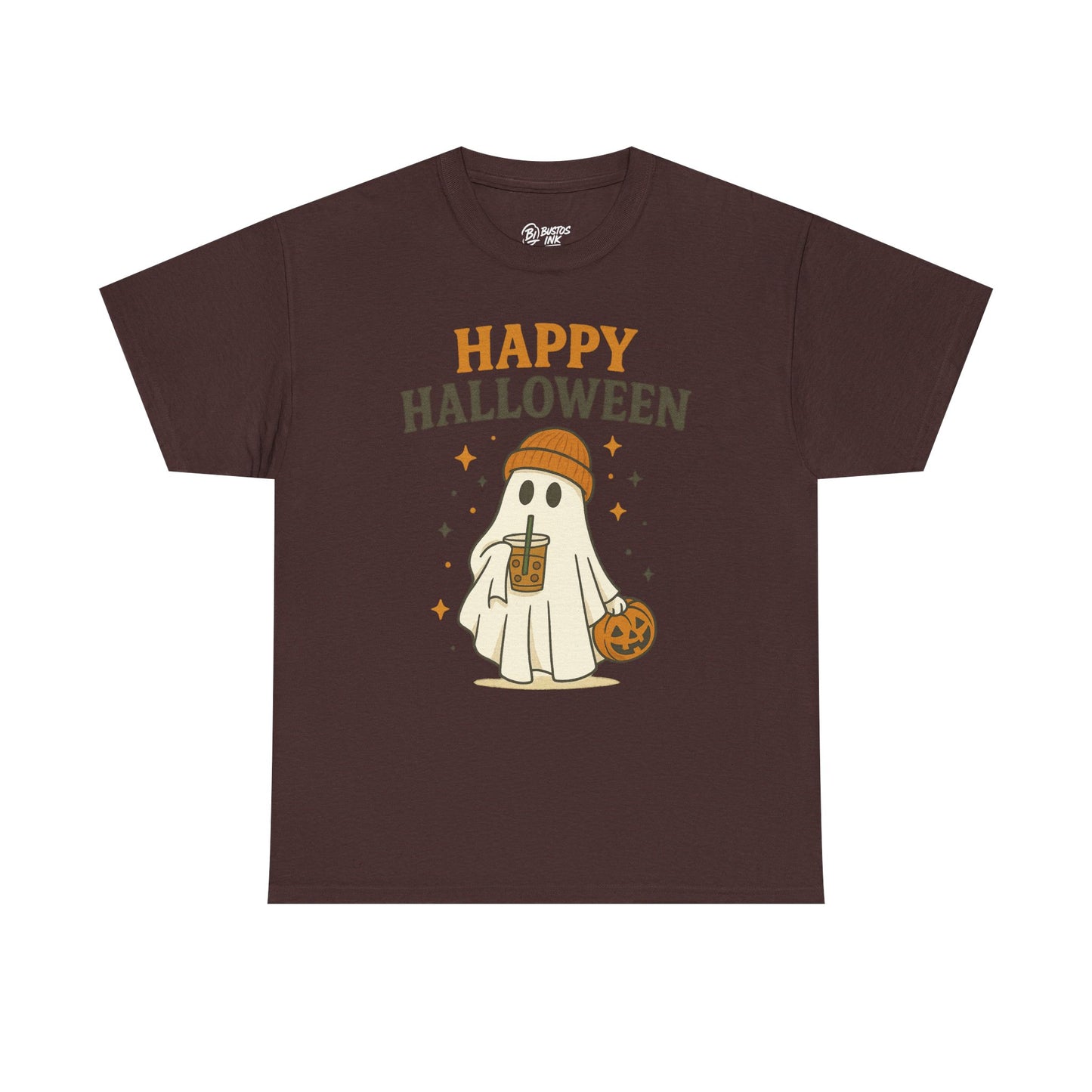 Happy Halloween Unisex Heavy Cotton Tee - Spooky Ghost Shirt, Fall Fashion, Halloween Party Wear, Trick or Treat Tee, Seasonal Gift