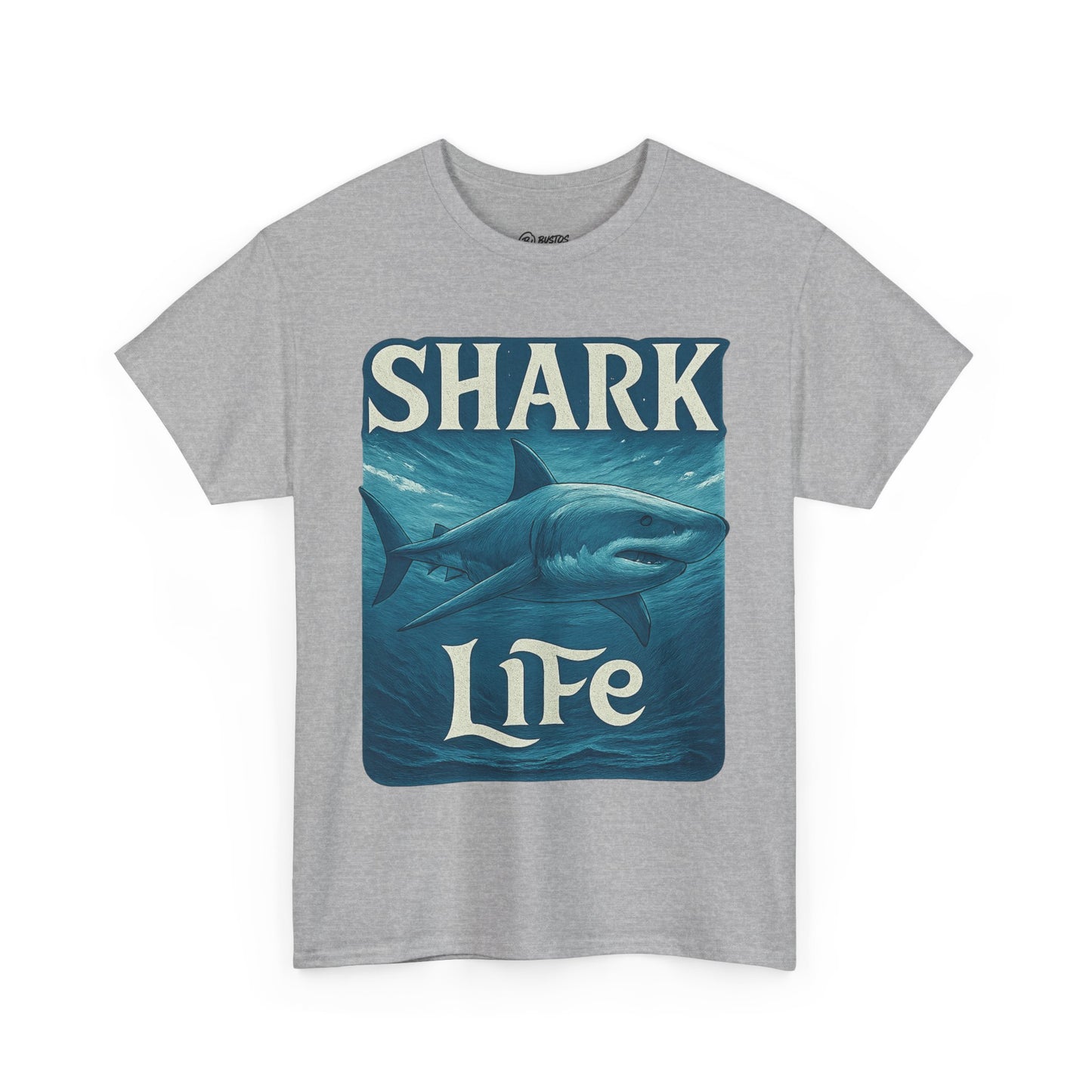 Shark Life Unisex Heavy Cotton Tee, Casual Summer Shirt, Beachwear, Ocean Lover Gift, Surfing Tee, Birthday Present