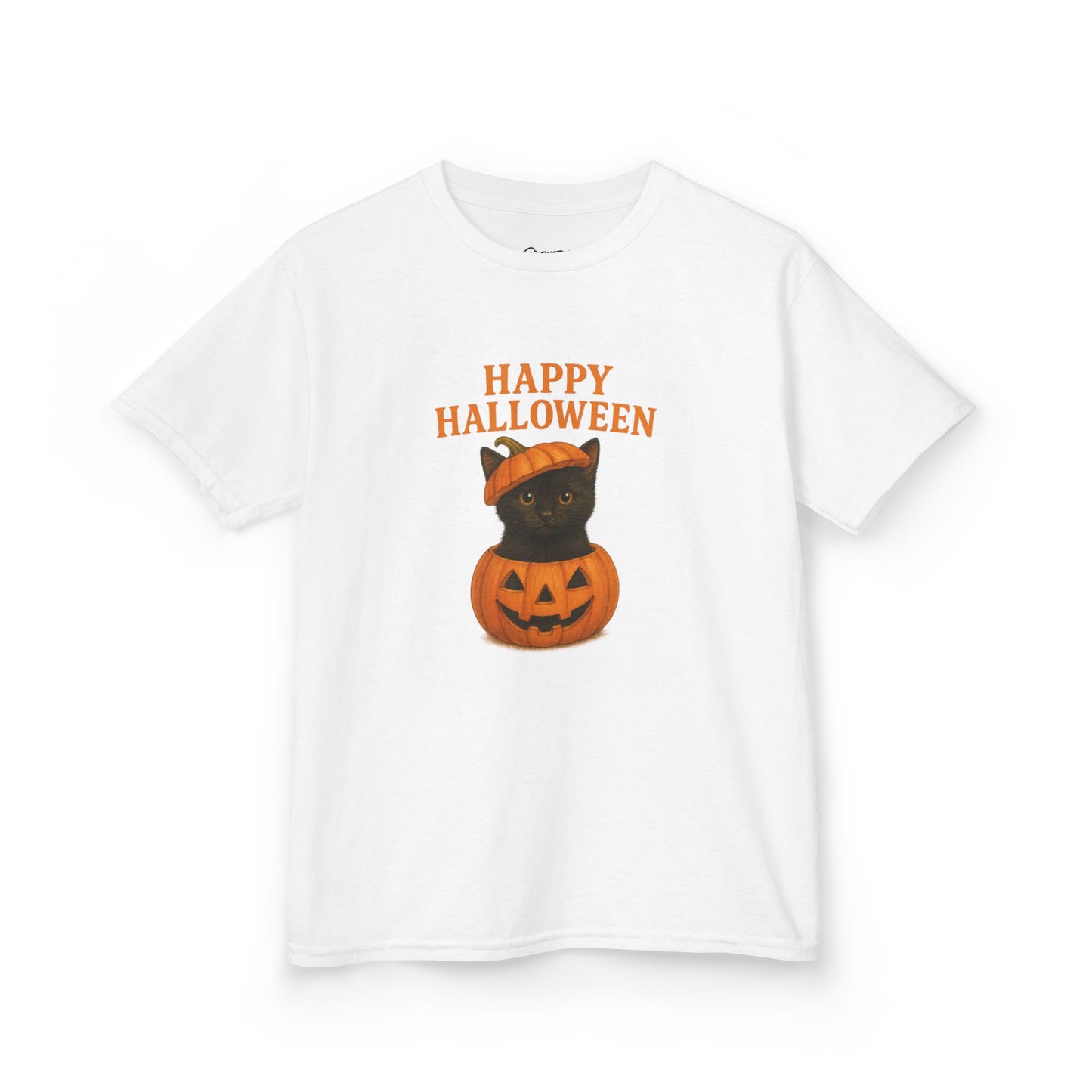 Halloween Kids Tee, Happy Halloween Shirt, Pumpkin Cat Design, Kids Halloween Costume, Fall Holiday Apparel