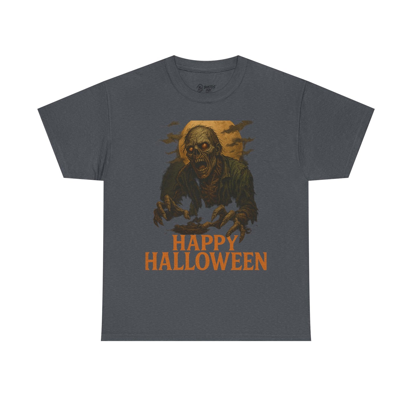 Halloween Zombie Unisex Heavy Cotton Tee, Spooky T-Shirt, Halloween Costume Shirt, Halloween Party Apparel, Trick or Treat Tee