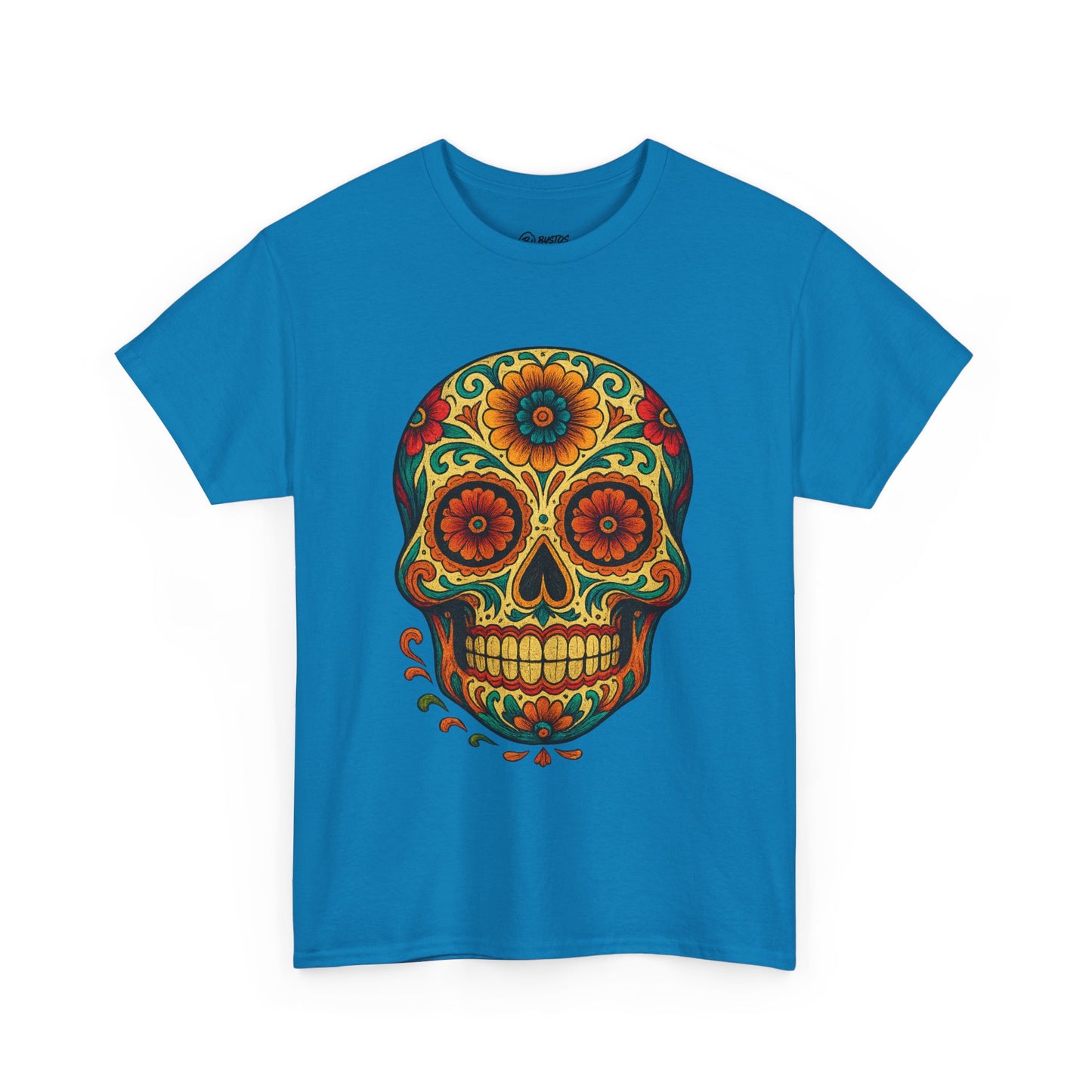 Day of the Dead Skull Tee, Unisex Cotton Shirt, Festival Fashion, Halloween Apparel, Vintage Style Tee, Bohemian Gift
