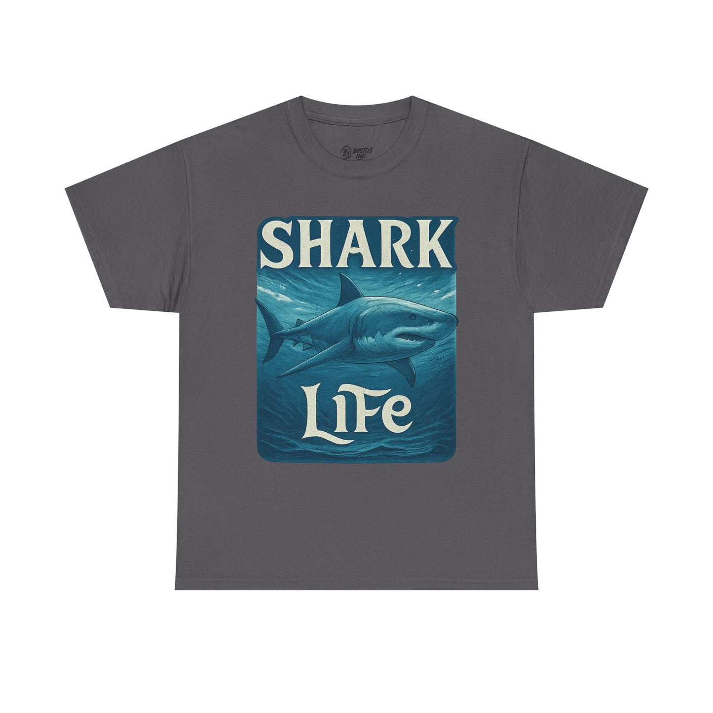 Shark Life Unisex Heavy Cotton Tee, Casual Summer Shirt, Beachwear, Ocean Lover Gift, Surfing Tee, Birthday Present