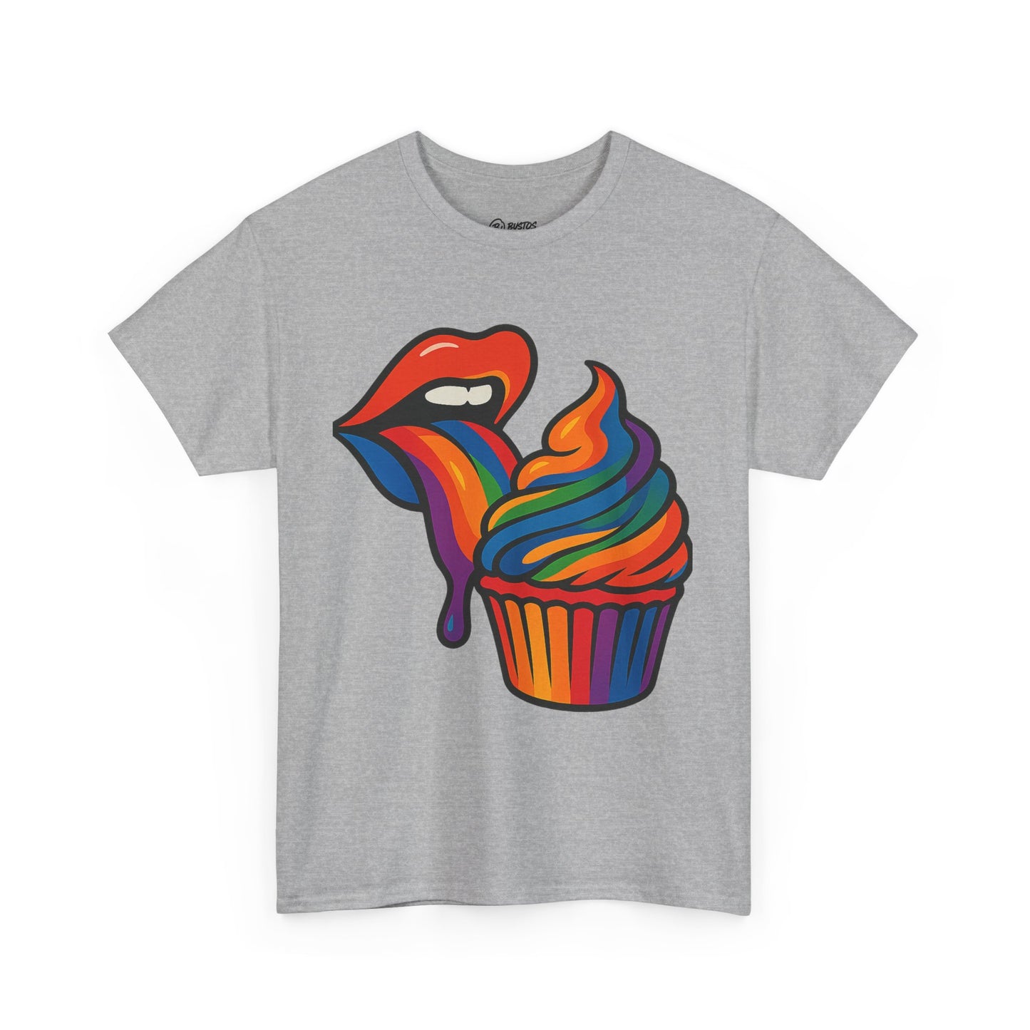 Rainbow Cupcake Unisex Tee, Fun Graphic Tee, Pride Shirt, Gift for Food Lovers, Vibrant Casual Wear