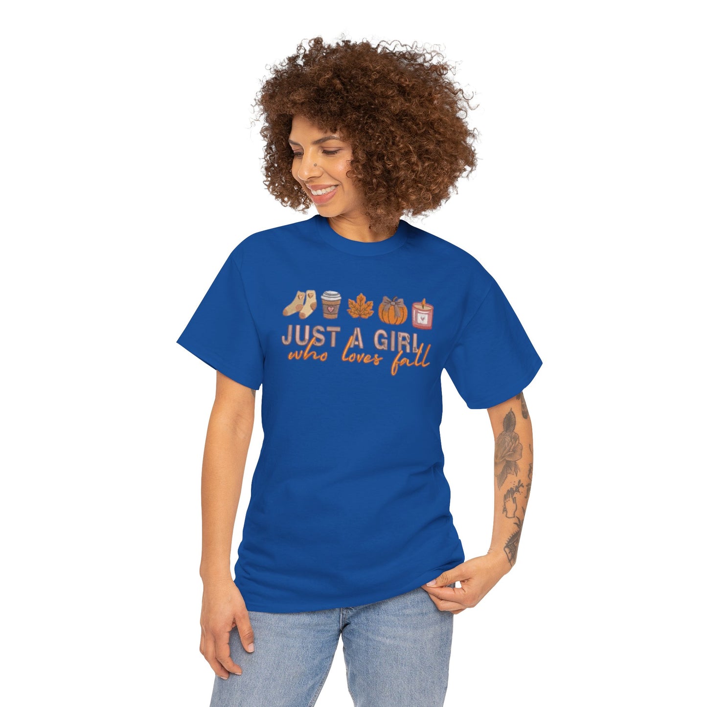 Just a Girl Who Loves Fall- Unisex Heavy Cotton Short Sleeve Tee