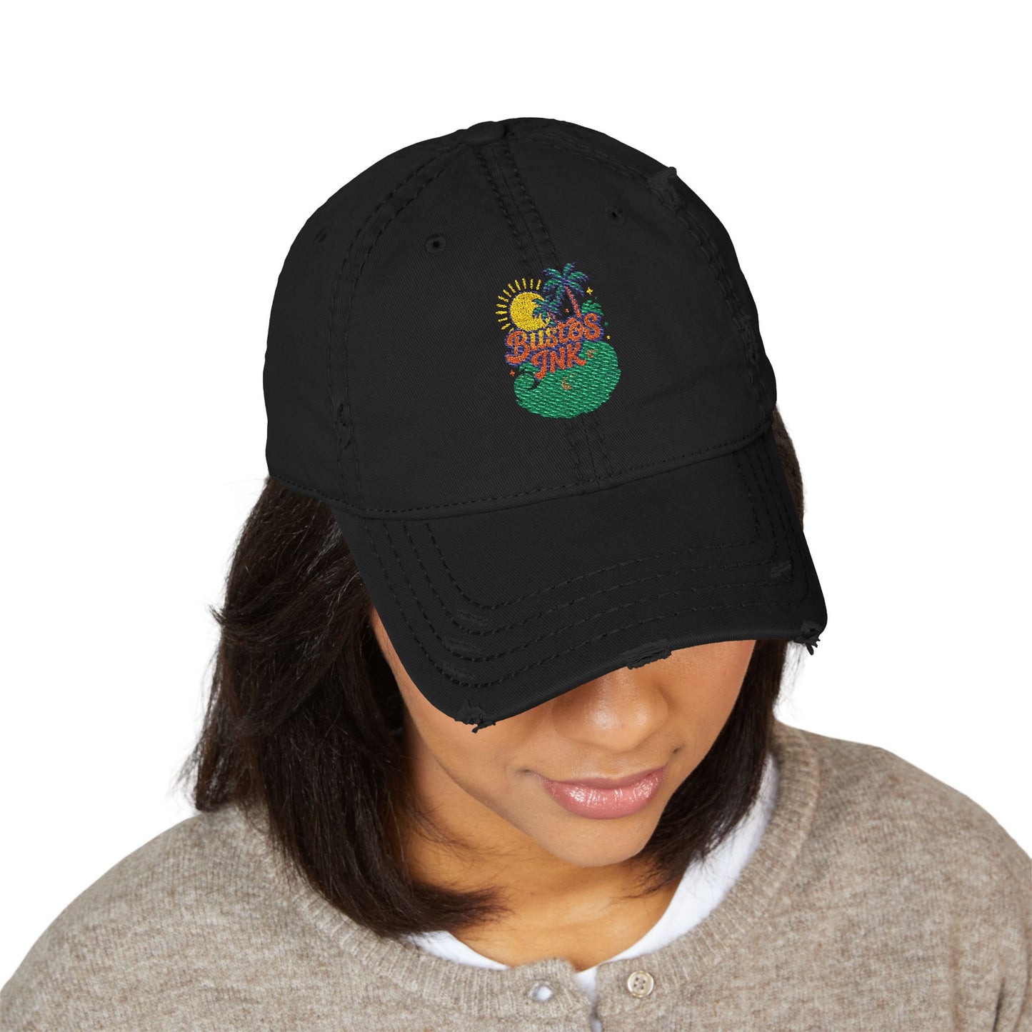 Bustos Ink Beach Distressed Embroidered Cap