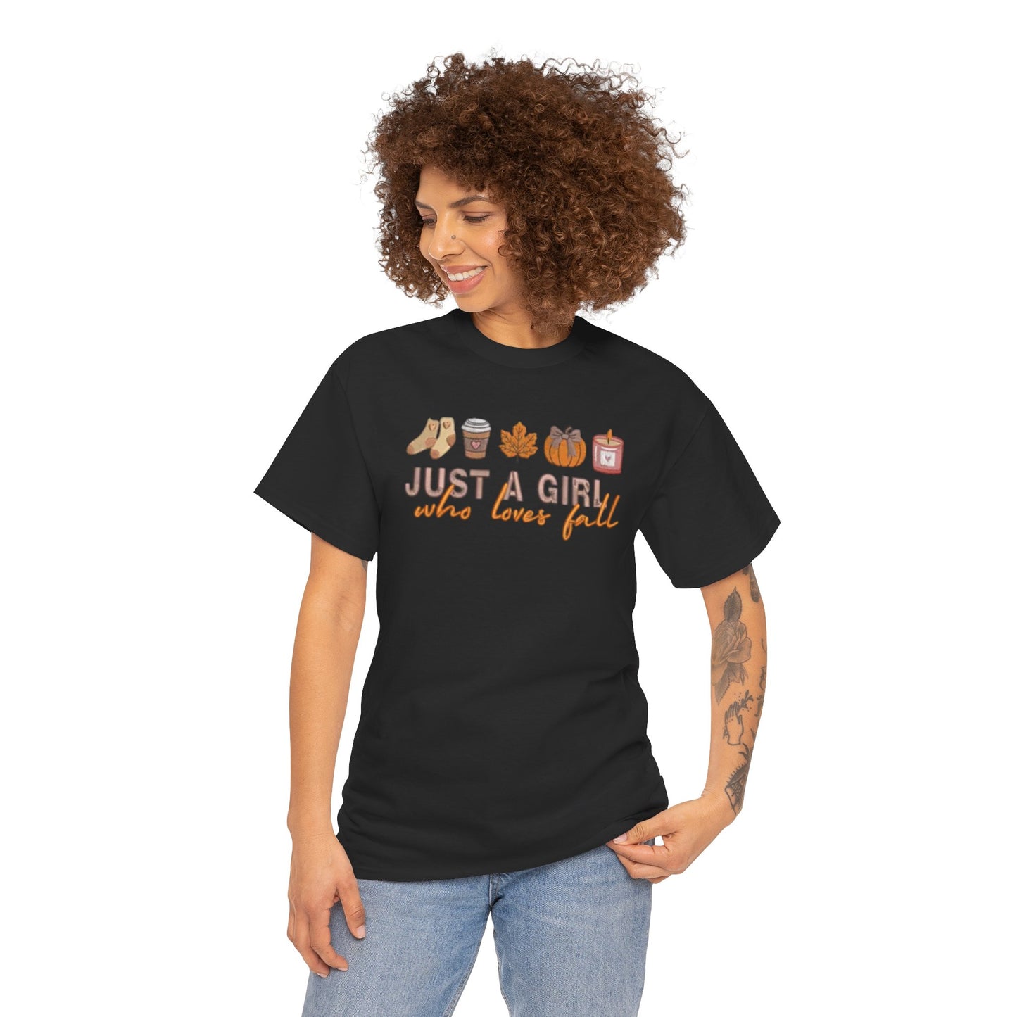 Just a Girl Who Loves Fall- Unisex Heavy Cotton Short Sleeve Tee