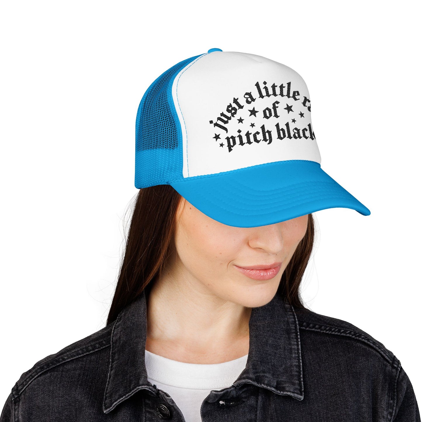 Just a Little Ray of Pitch Black-Embroidered Foam Trucker Hat