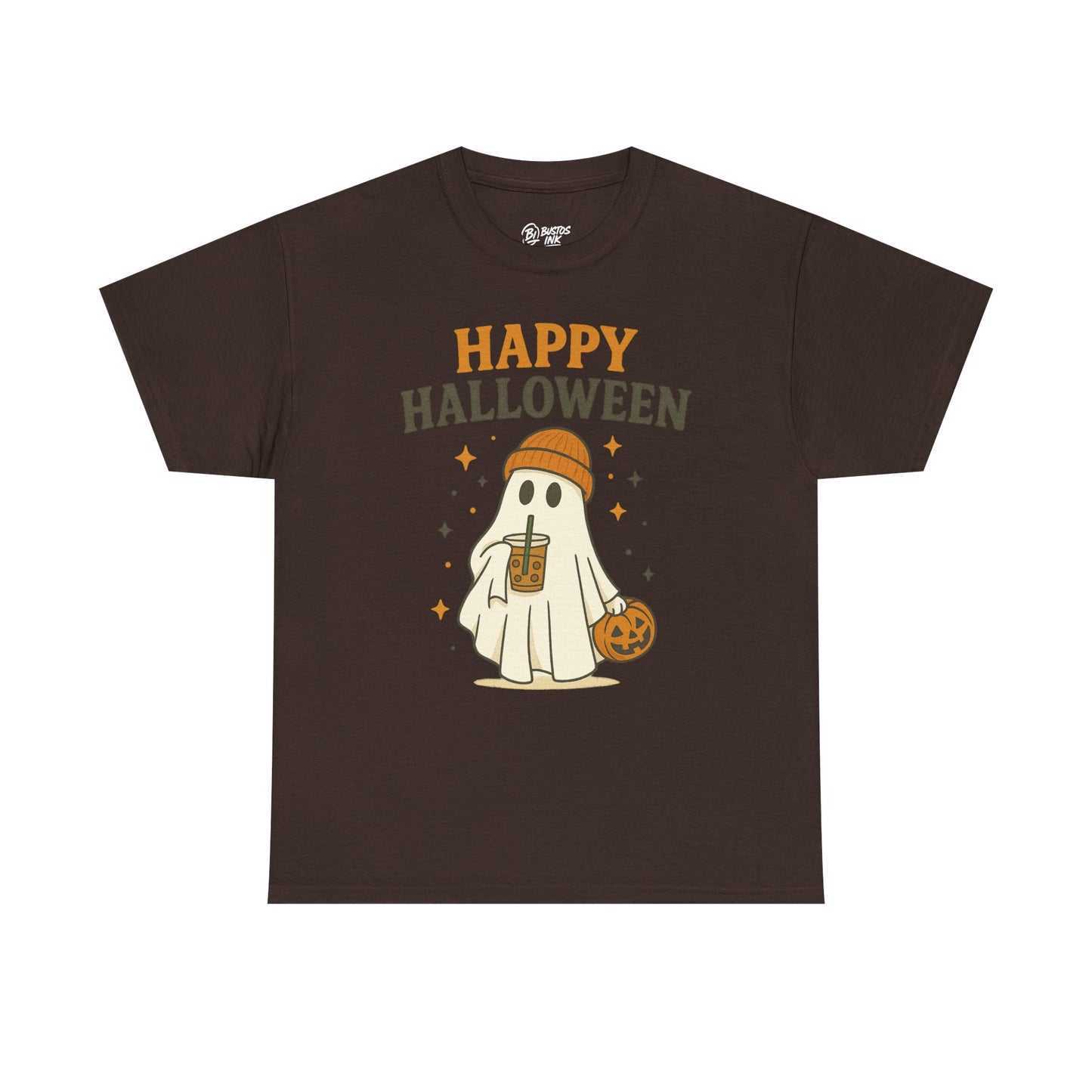 Happy Halloween Unisex Heavy Cotton Tee - Spooky Ghost Shirt, Fall Fashion, Halloween Party Wear, Trick or Treat Tee, Seasonal Gift
