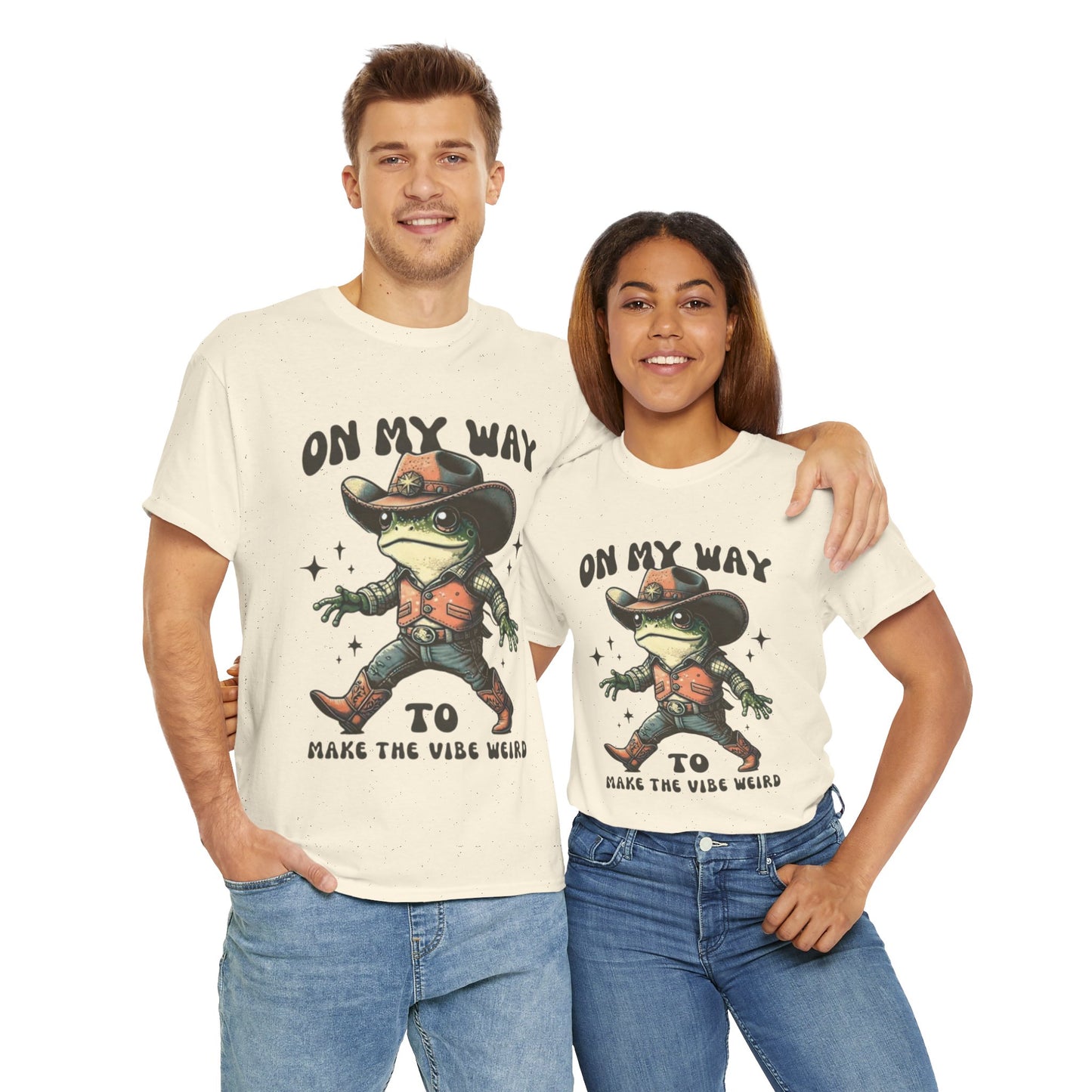 Playful Vibe Frog Tee | Unisex Heavy Cotton T-Shirt, Quirky Graphic Tee, Unique Gift, Casual Wear, Fun Humor Shirt