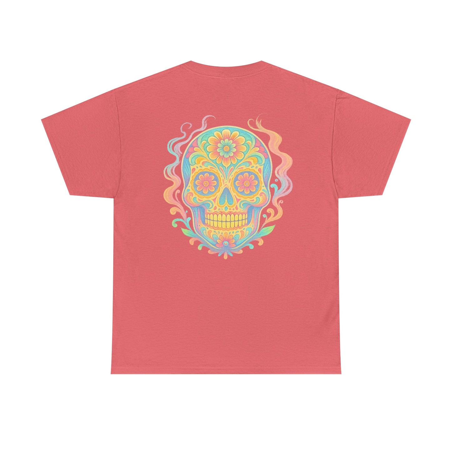 Colorful Skull Art Unisex Heavy Cotton Tee, Graphic Tee, Casual Wear, Unique Gift, Festival Apparel, Boho Style