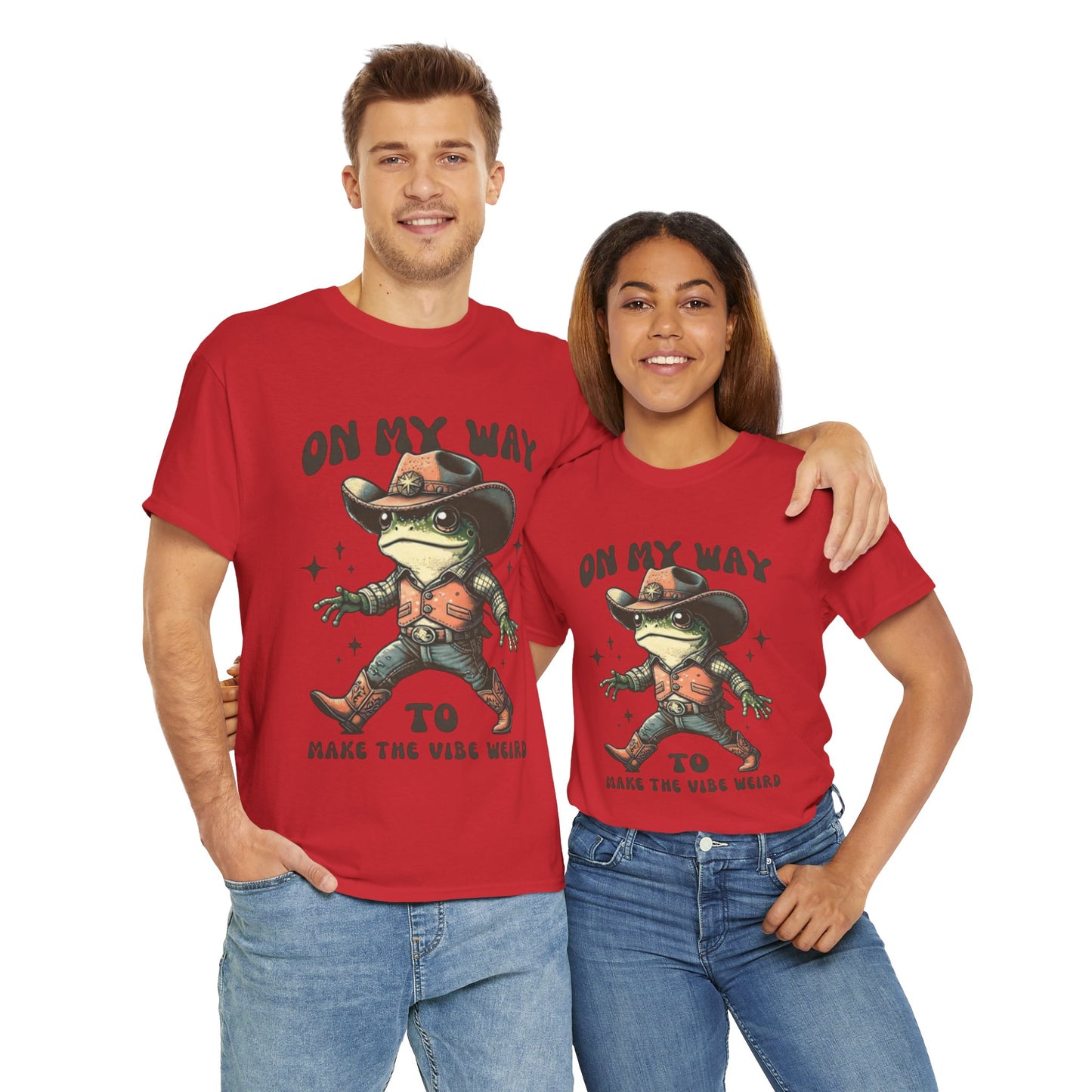 Playful Vibe Frog Tee | Unisex Heavy Cotton T-Shirt, Quirky Graphic Tee, Unique Gift, Casual Wear, Fun Humor Shirt