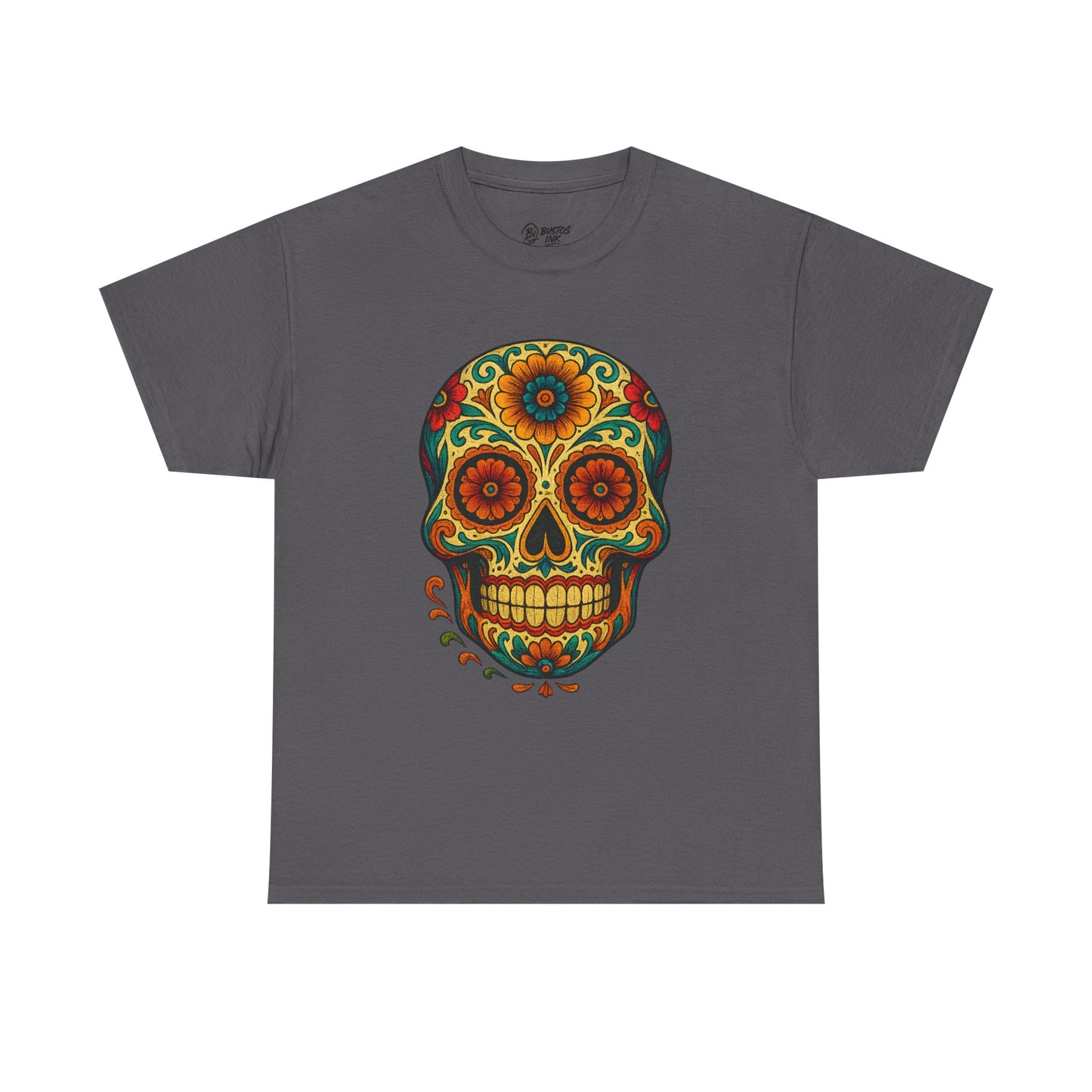 Day of the Dead Skull Tee, Unisex Cotton Shirt, Festival Fashion, Halloween Apparel, Vintage Style Tee, Bohemian Gift