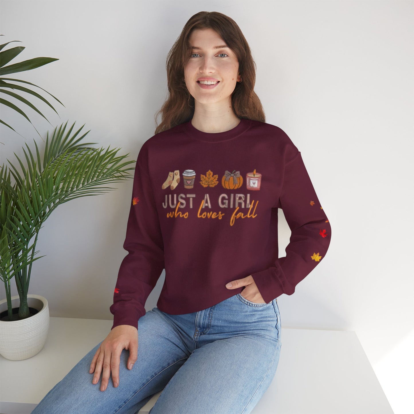 Cozy Fall Sweatshirt, Just a Girl Who Loves Fall, Comfy Crewneck Sweatshirt