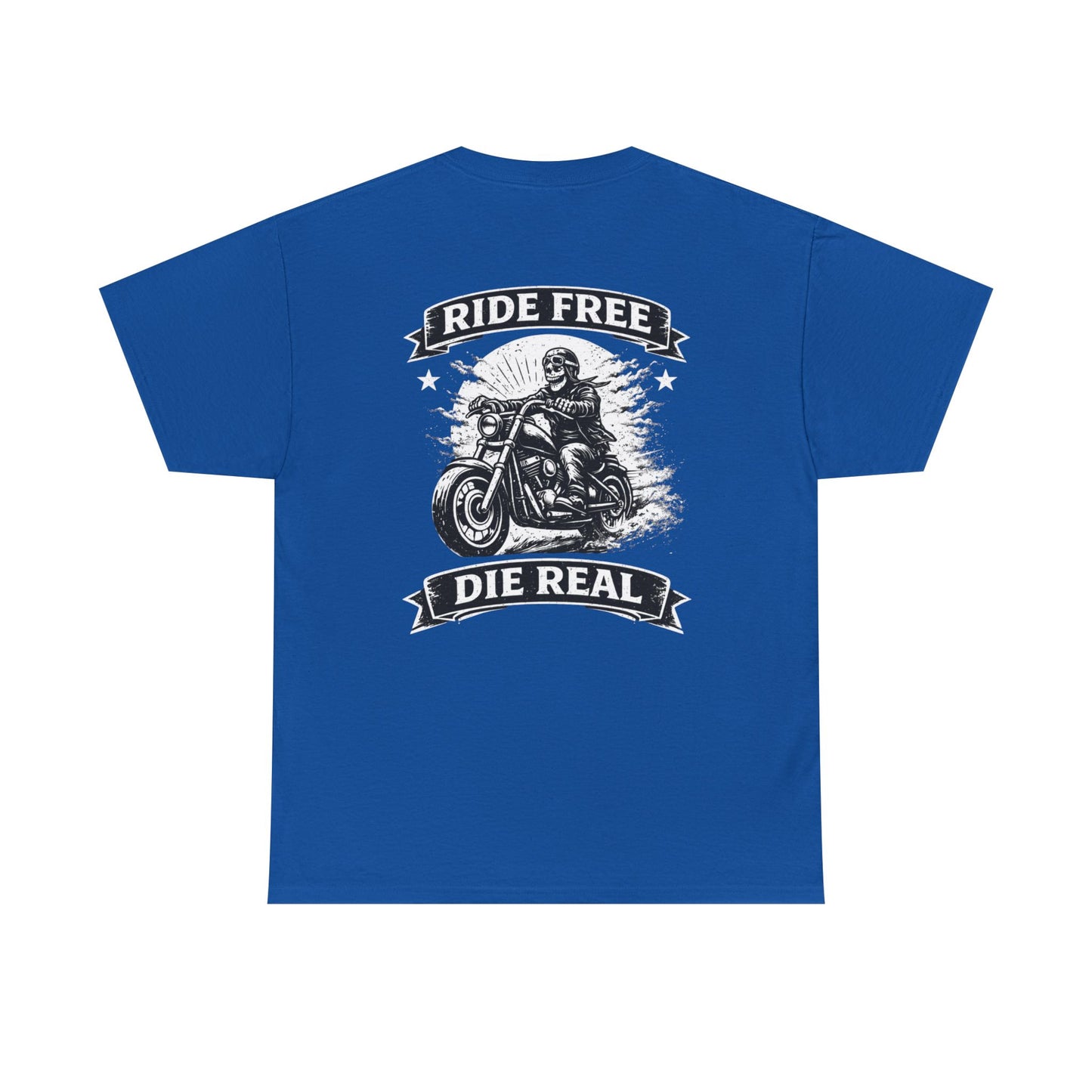 Ride Free Die Real Motorcycle Tee — Biker Vintage Skull Graphic T-Shirt