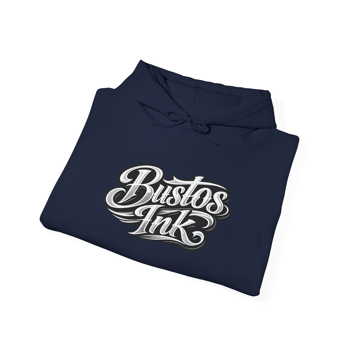 Bustos Ink Script Logo Hoodie — Graphic Streetwear Pullover