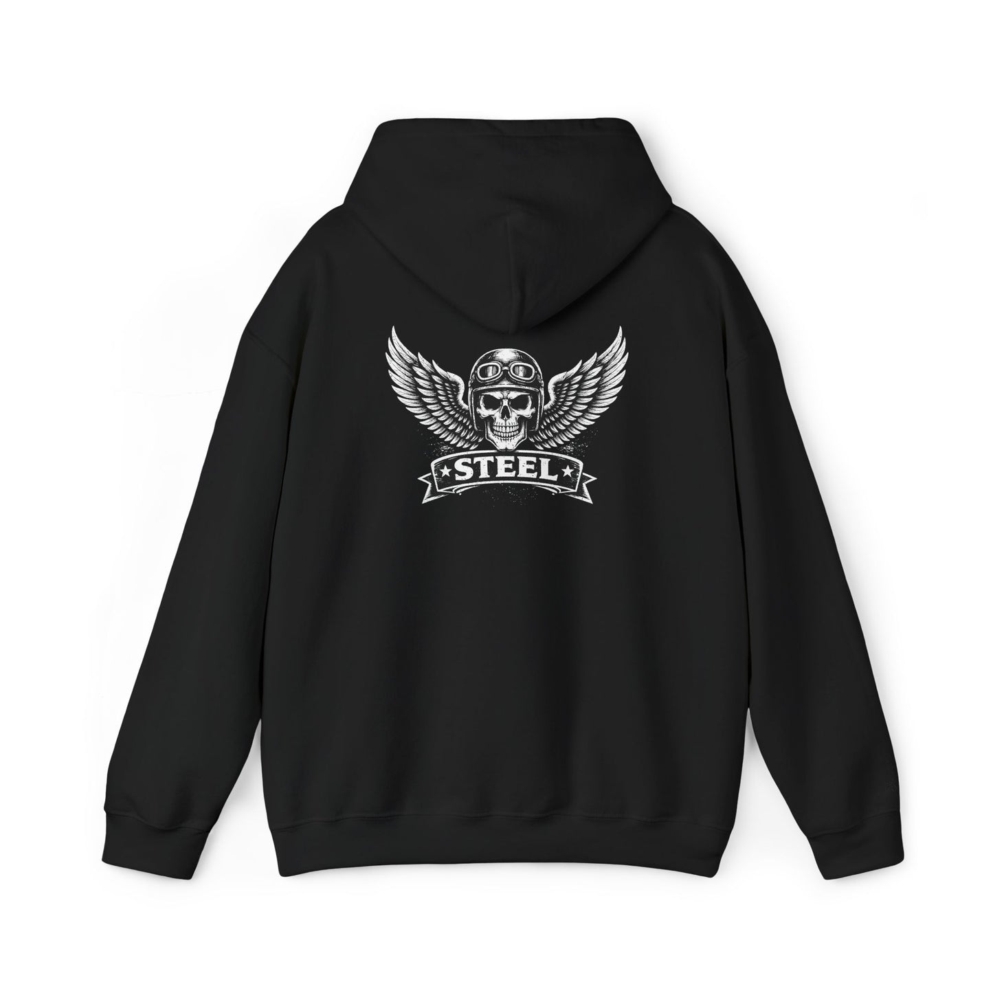 Skull & Wings Steel Hoodie — Retro Biker Pullover