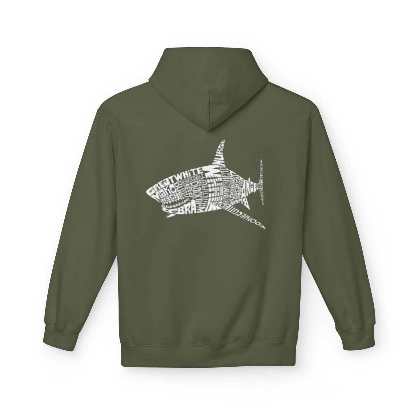 Shark Word Art Hoodie - Unisex Fleece Sweatshirt