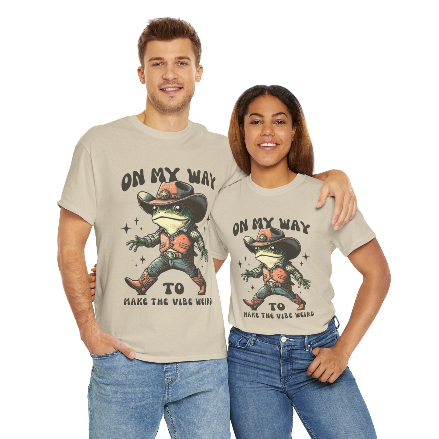 Playful Vibe Frog Tee | Unisex Heavy Cotton T-Shirt, Quirky Graphic Tee, Unique Gift, Casual Wear, Fun Humor Shirt