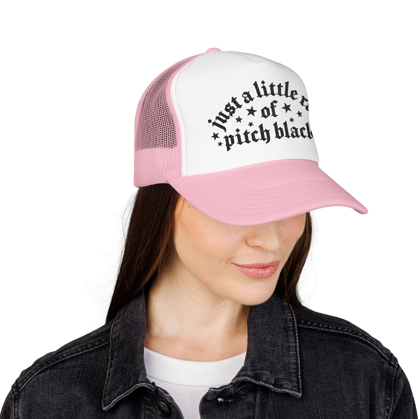 Just a Little Ray of Pitch Black-Embroidered Foam Trucker Hat