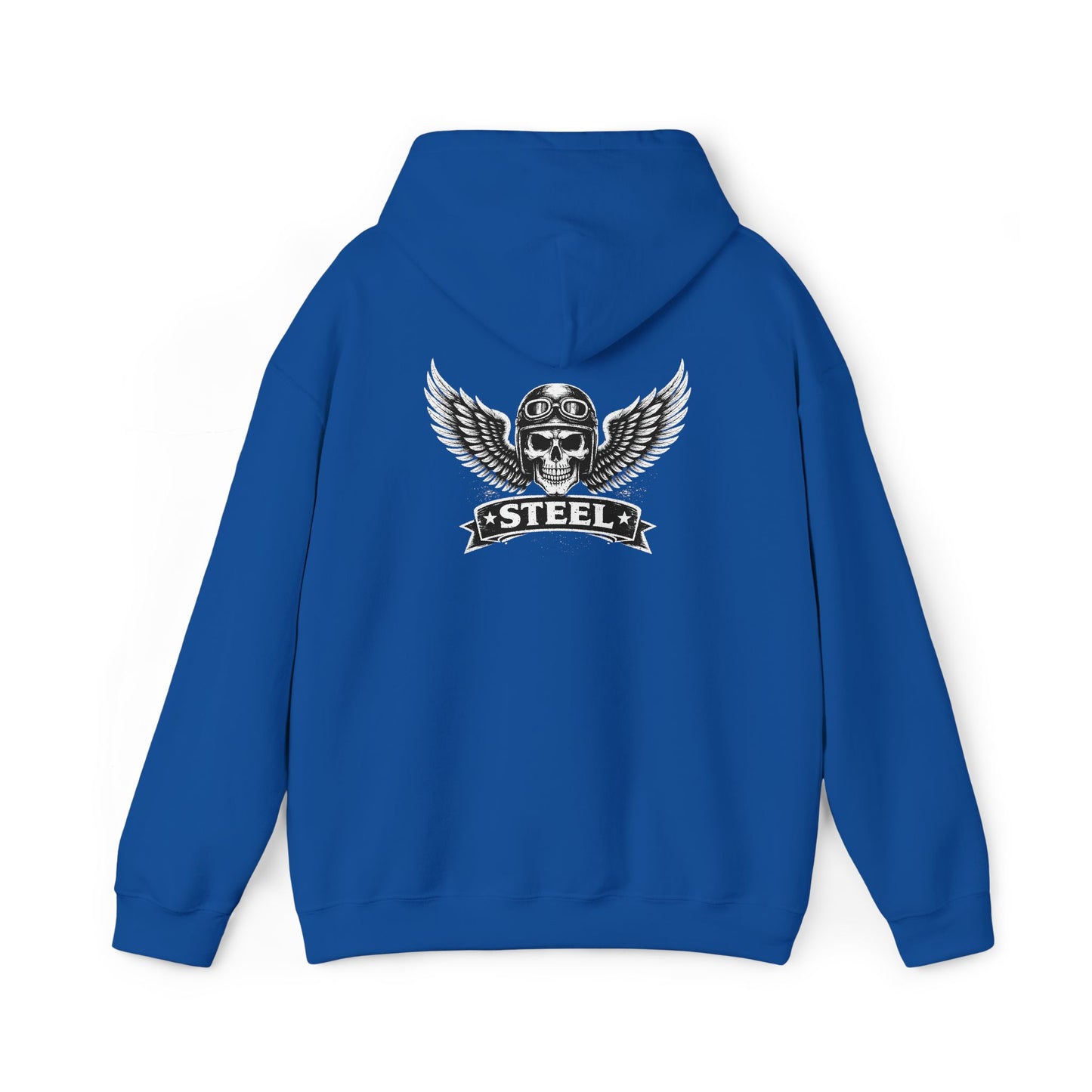 Skull & Wings Steel Hoodie — Retro Biker Pullover