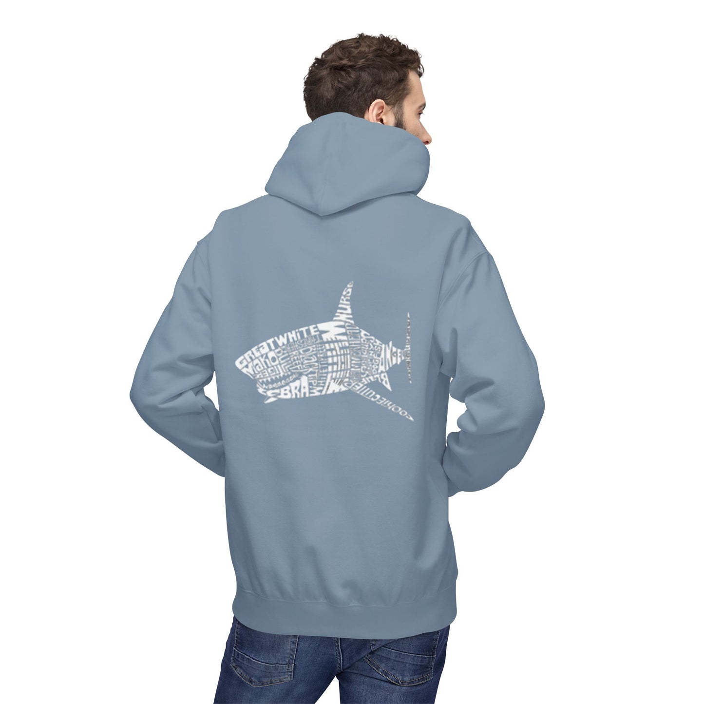 Shark Word Art Hoodie - Unisex Fleece Sweatshirt
