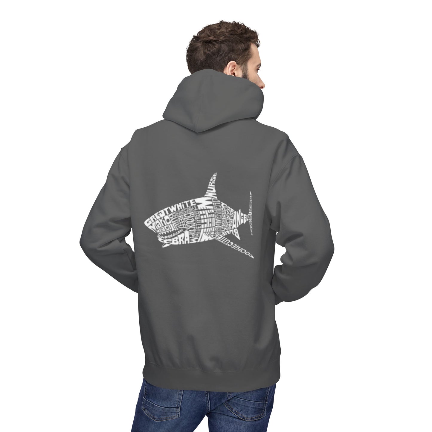 Shark Word Art Hoodie - Unisex Fleece Sweatshirt