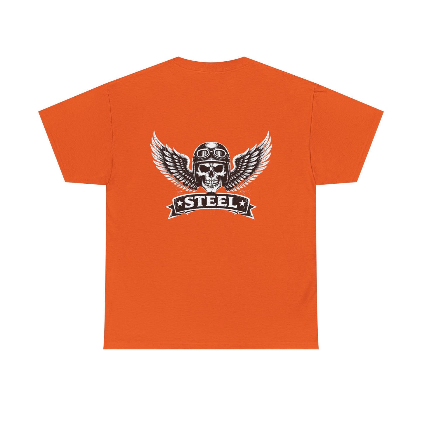Steel Skull Wing Tee — Biker Skull Graphic T-Shirt