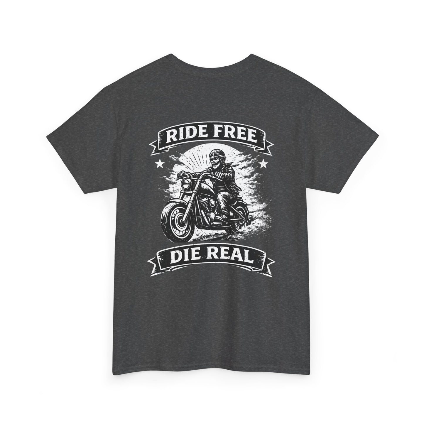 Ride Free Die Real Motorcycle Tee — Biker Vintage Skull Graphic T-Shirt