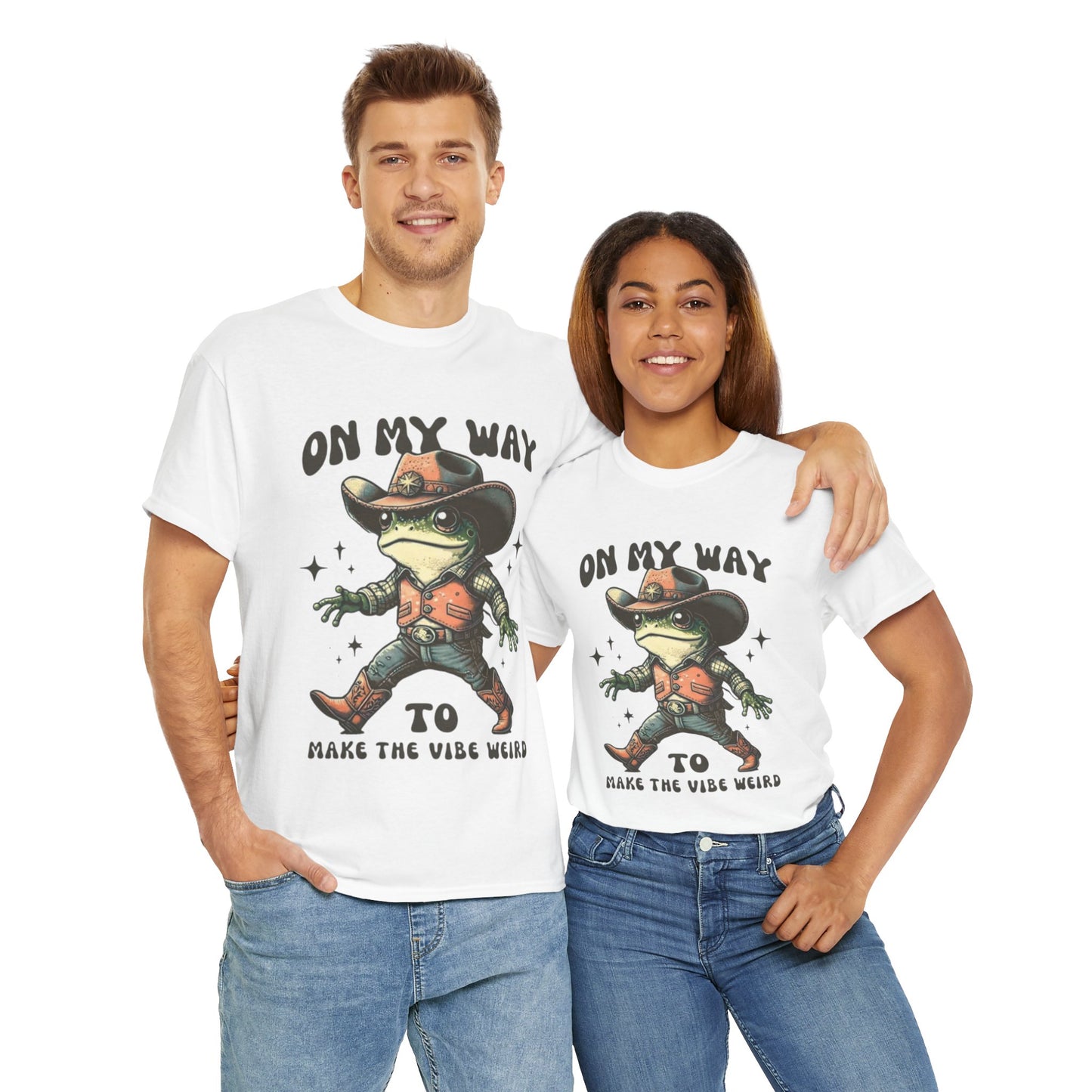 Playful Vibe Frog Tee | Unisex Heavy Cotton T-Shirt, Quirky Graphic Tee, Unique Gift, Casual Wear, Fun Humor Shirt