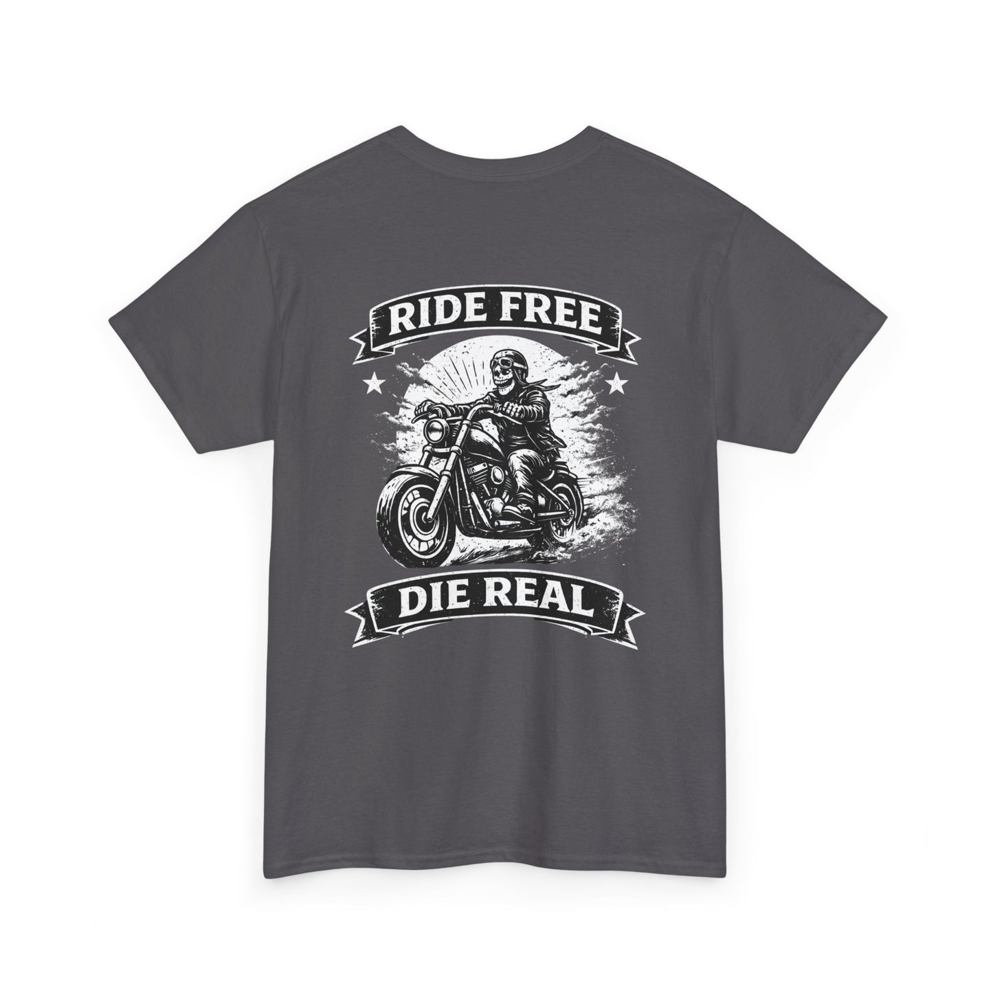 Ride Free Die Real Motorcycle Tee — Biker Vintage Skull Graphic T-Shirt