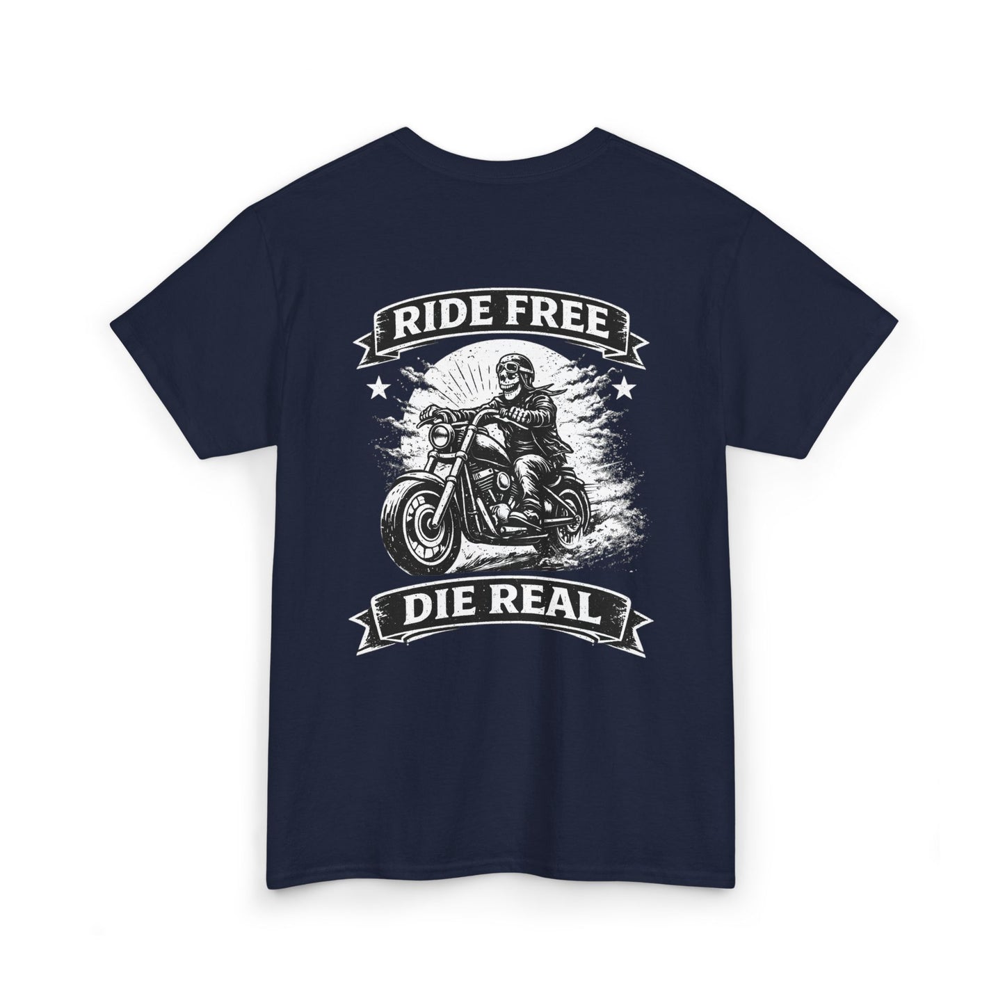 Ride Free Die Real Motorcycle Tee — Biker Vintage Skull Graphic T-Shirt