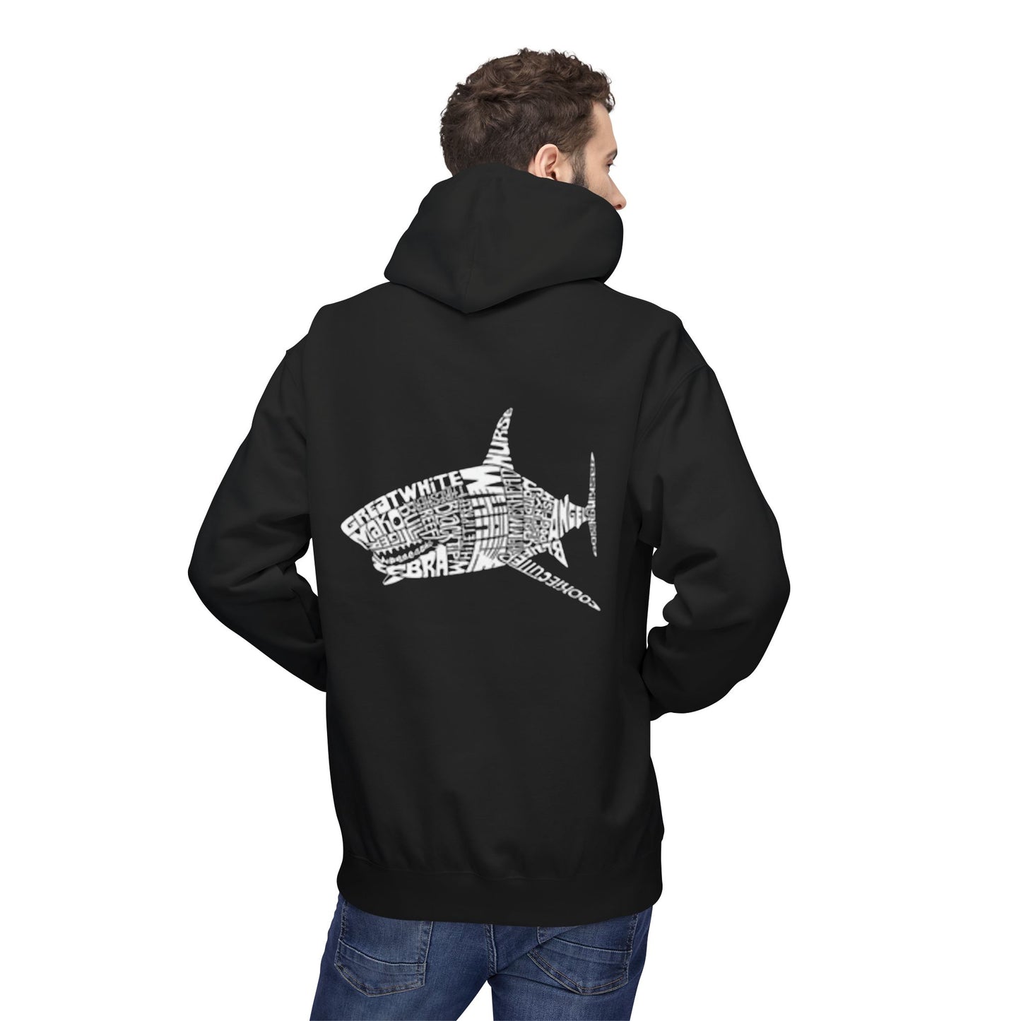 Shark Word Art Hoodie - Unisex Fleece Sweatshirt