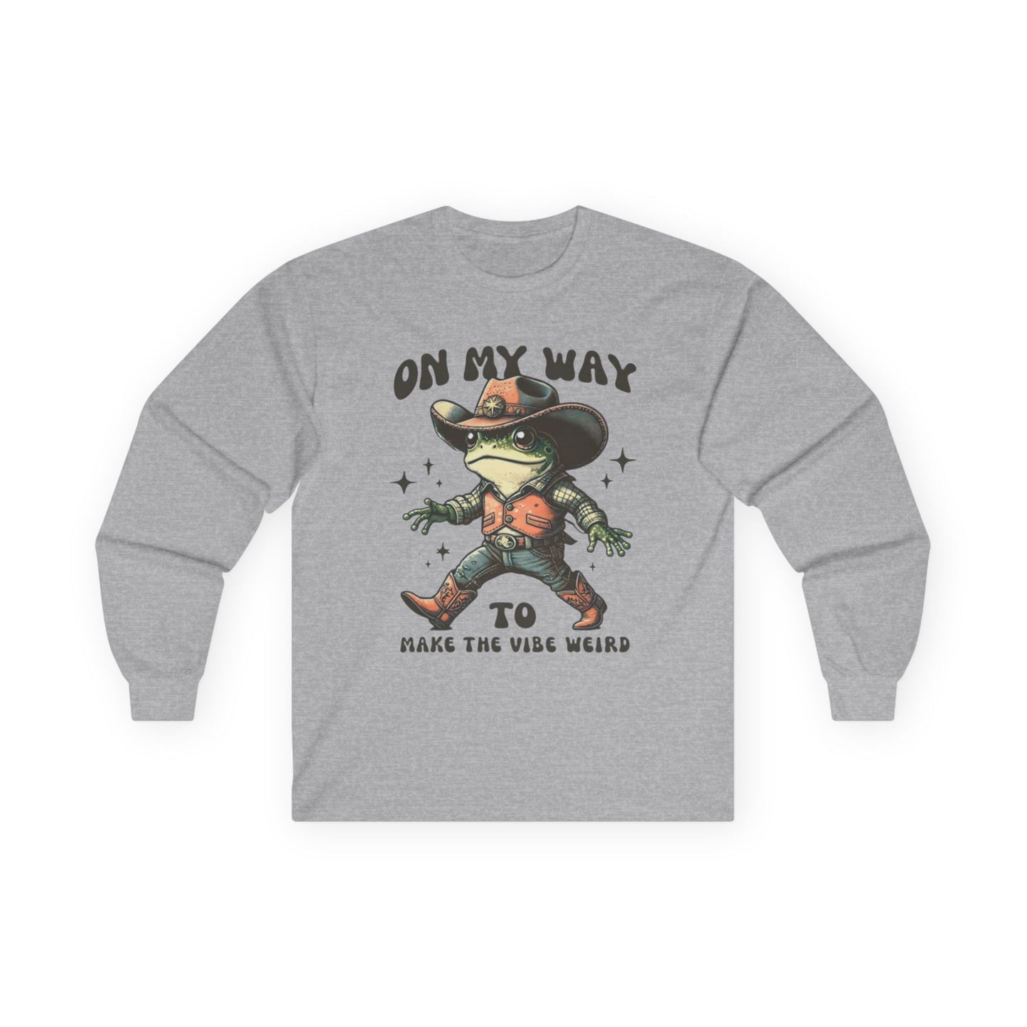 Playful Vibe Frog Tee | Unisex Heavy Cotton Long Sleeve T-Shirt