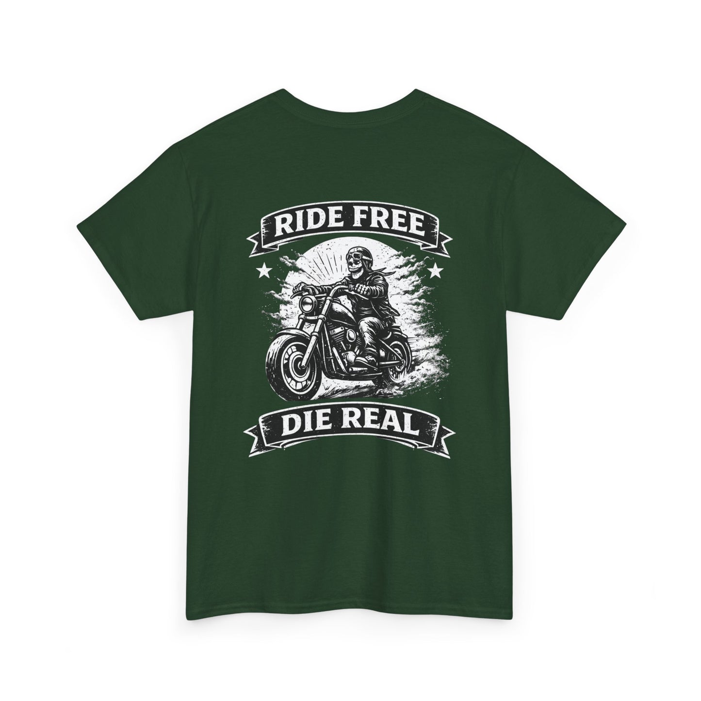 Ride Free Die Real Motorcycle Tee — Biker Vintage Skull Graphic T-Shirt