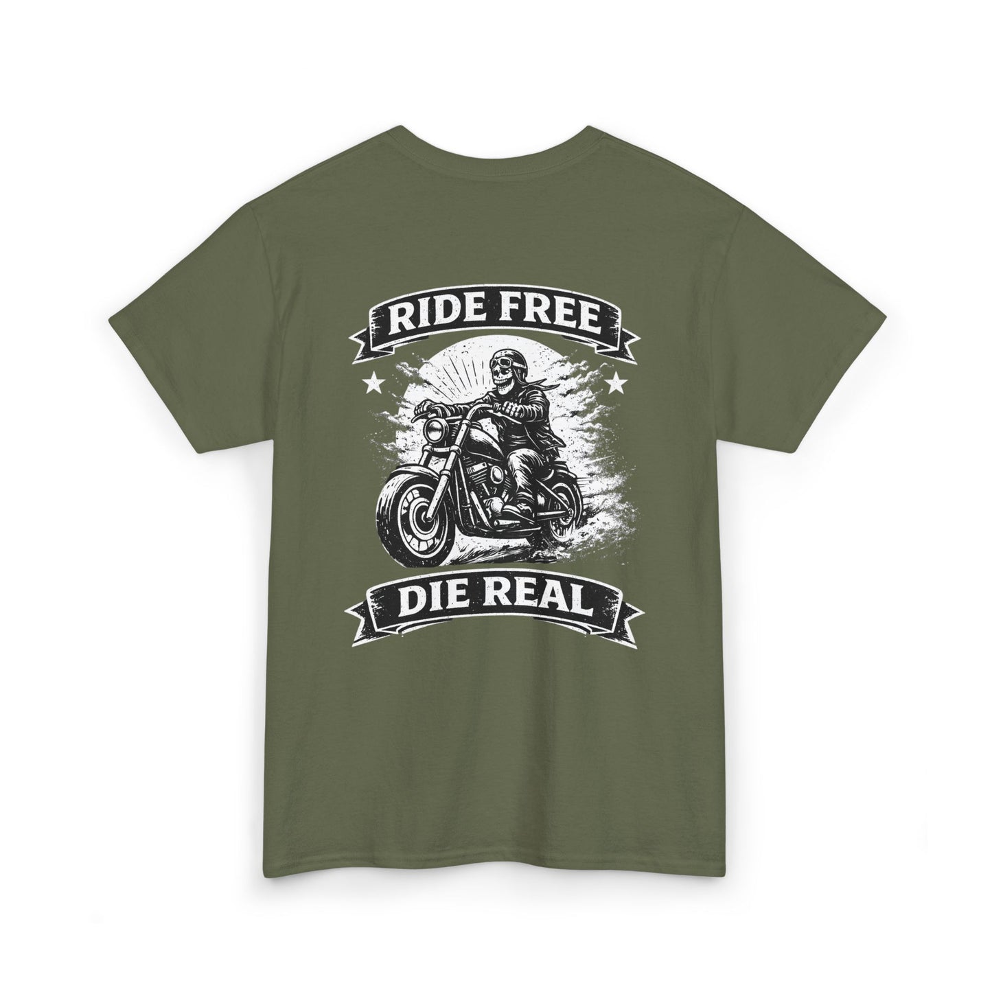 Ride Free Die Real Motorcycle Tee — Biker Vintage Skull Graphic T-Shirt