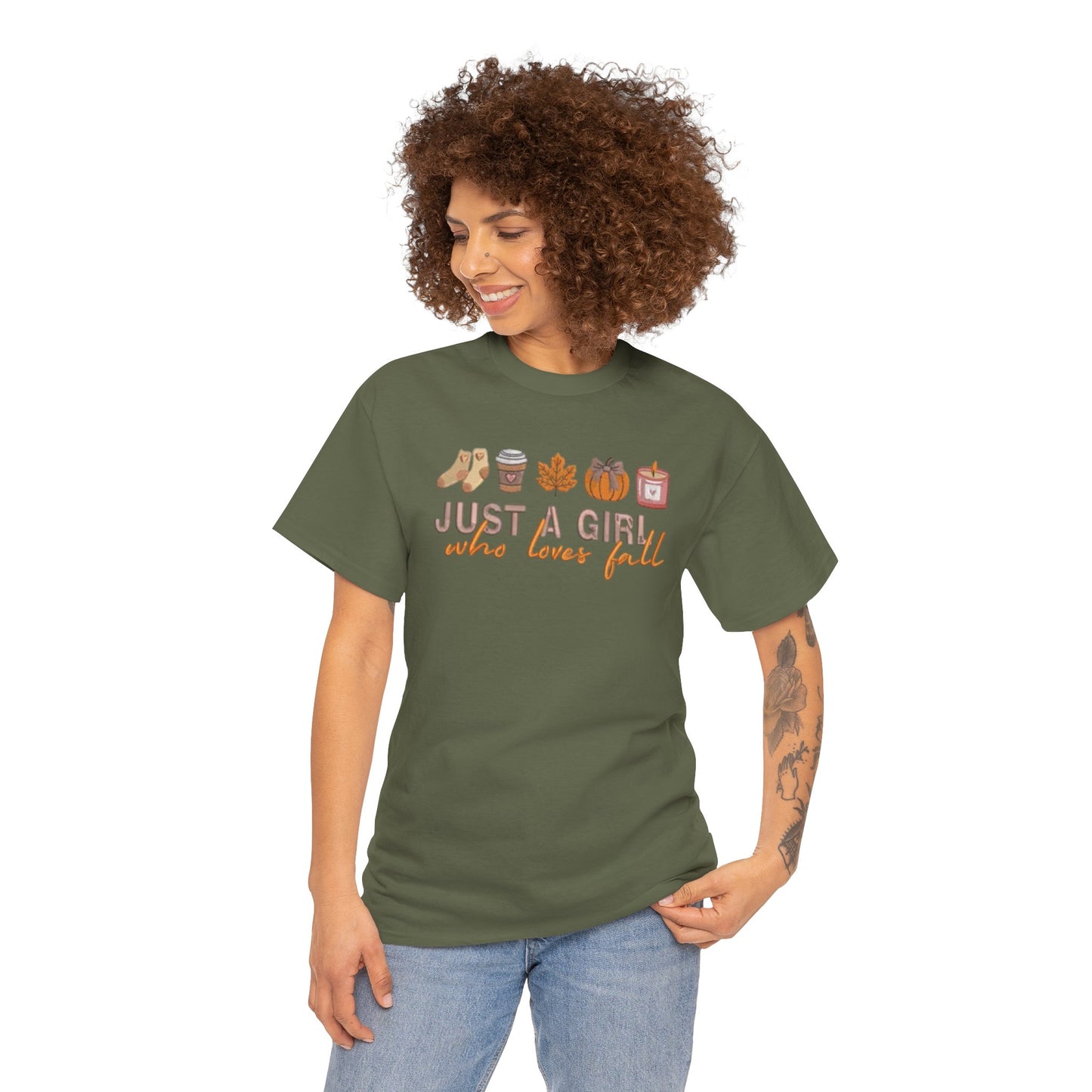 Just a Girl Who Loves Fall- Unisex Heavy Cotton Short Sleeve Tee