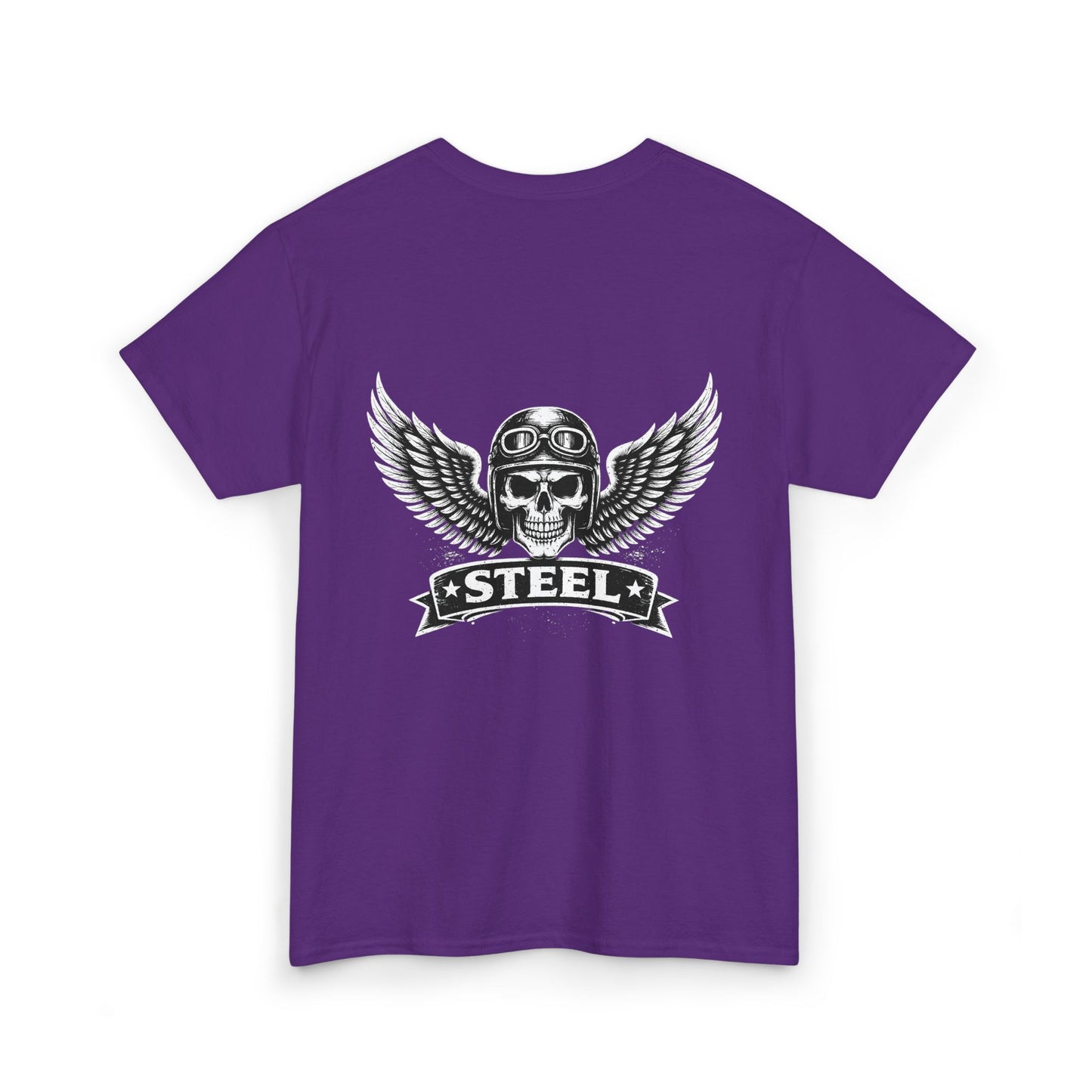 Steel Skull Wing Tee — Biker Skull Graphic T-Shirt