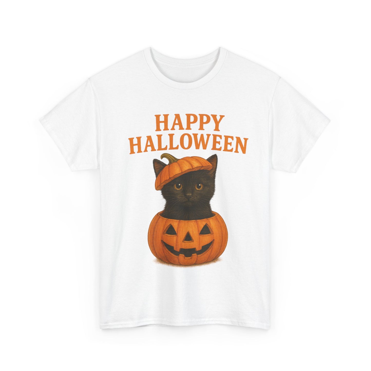 Halloween Cat Unisex Cotton Tee, Funny Halloween Shirt, Cute Cat T-Shirt, Spooky Season Wear, Gift for Cat Lovers
