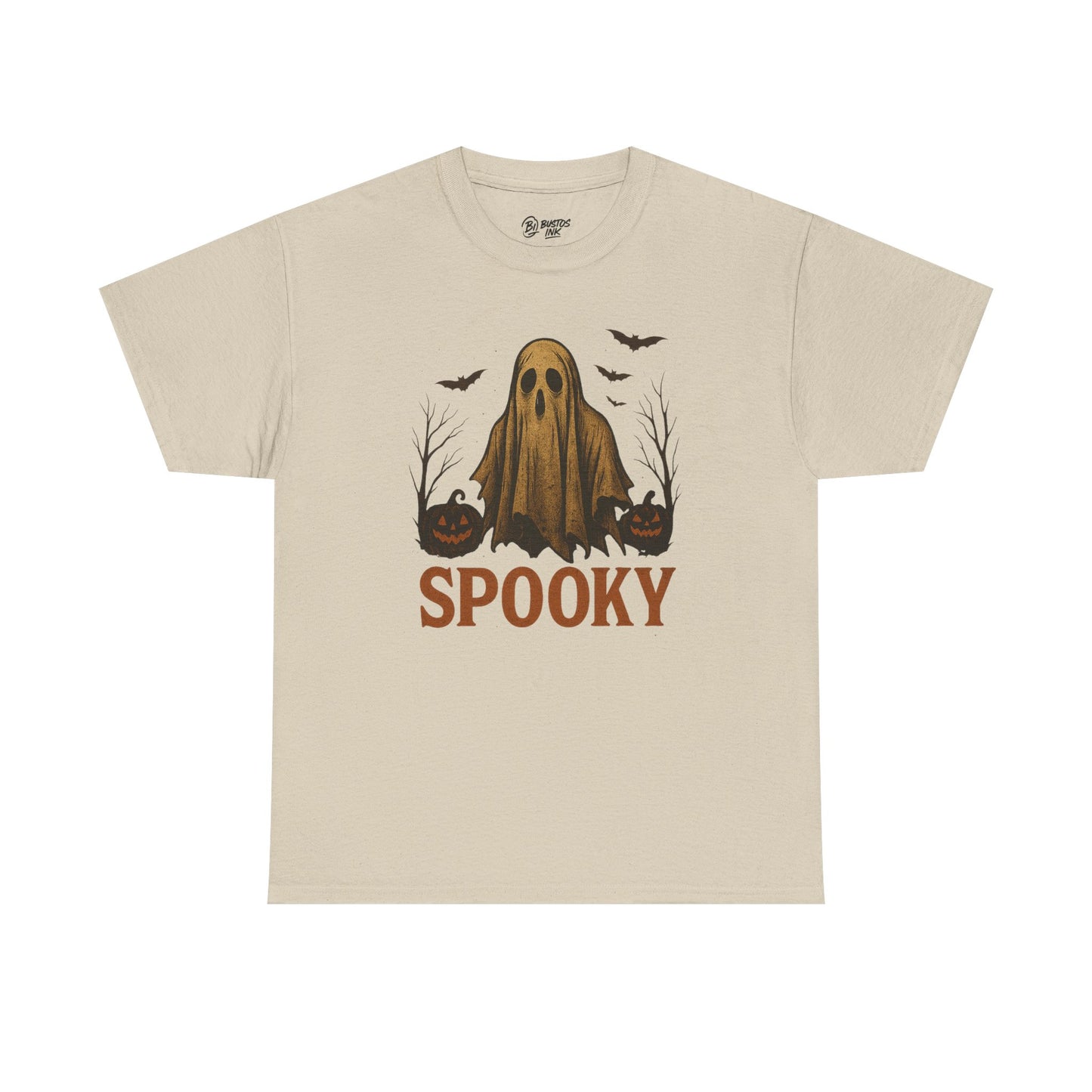 Spooky Ghost Unisex Heavy Cotton Tee, Halloween Shirt, Fall Fashion, Graphic Tee, Casual Wear, Costume Top