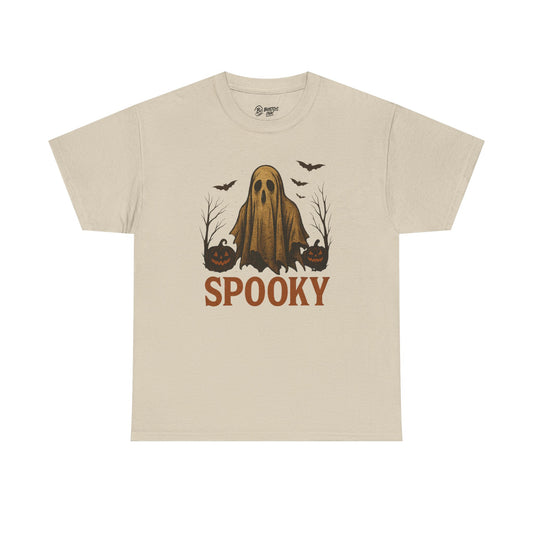 Spooky Ghost Unisex Heavy Cotton Tee, Halloween Shirt, Fall Fashion, Graphic Tee, Casual Wear, Costume Top